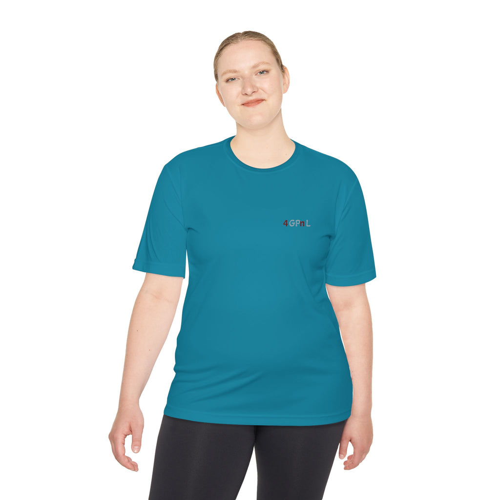 4GPnL "Title of Liberty" Flag Graphic Moisture-Wicking Tee — Inspirational Script Back Print