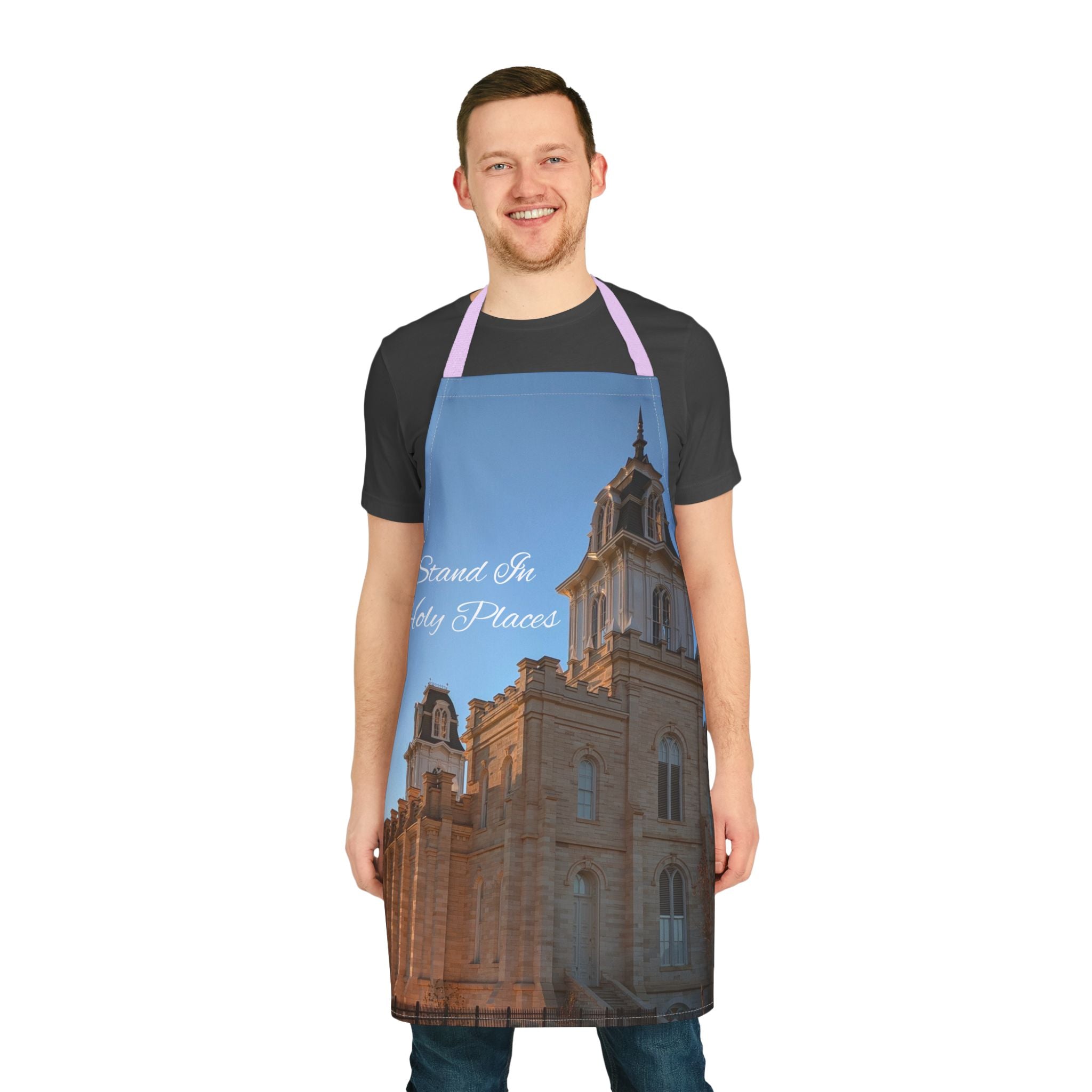 Manti Temple Apron — "Stand In Holy Places" Cooking Apron for Latter-day Saints, Temple Lover Gift