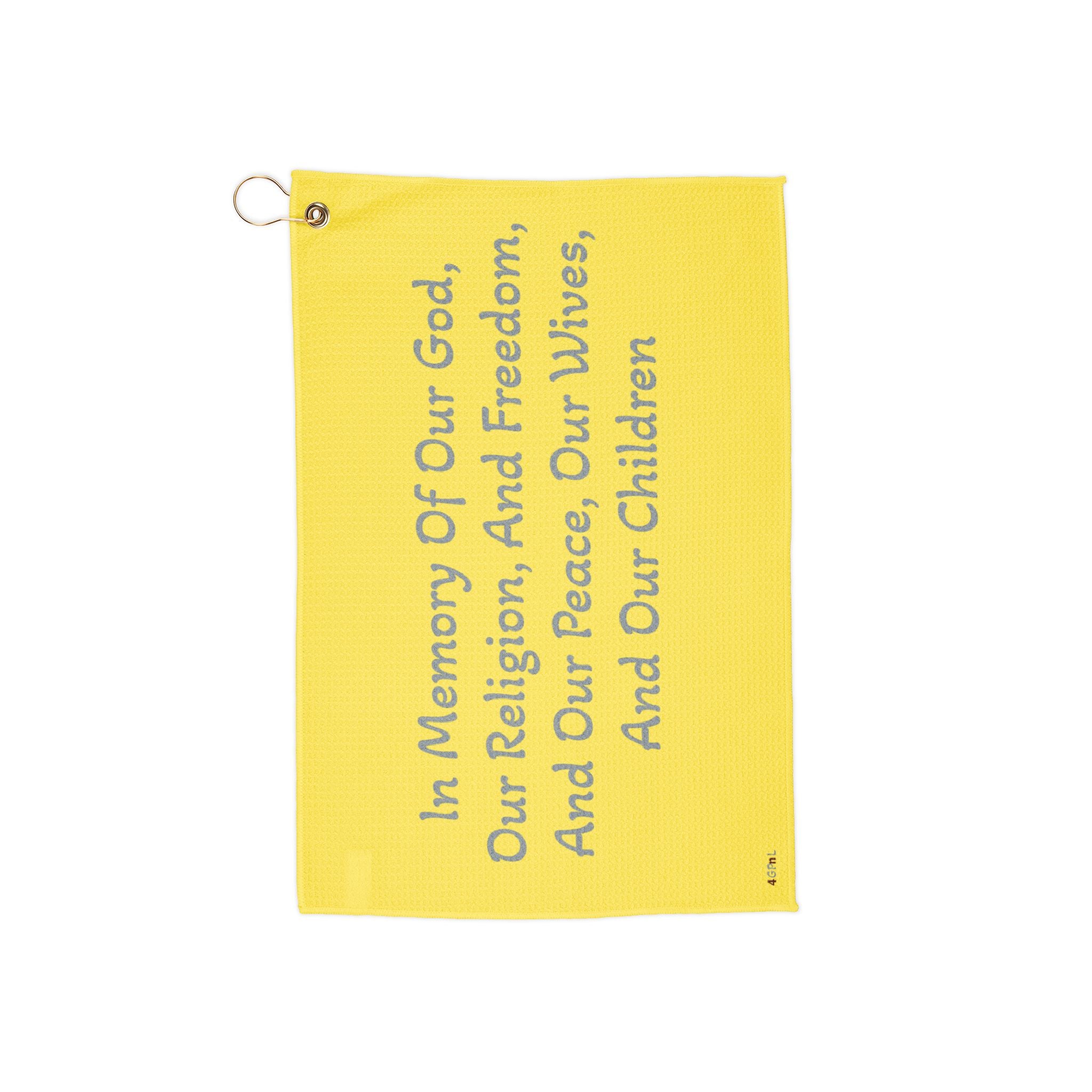 Memorial Prayer Golf Towel — In Memory of Our God, Religion & Freedom