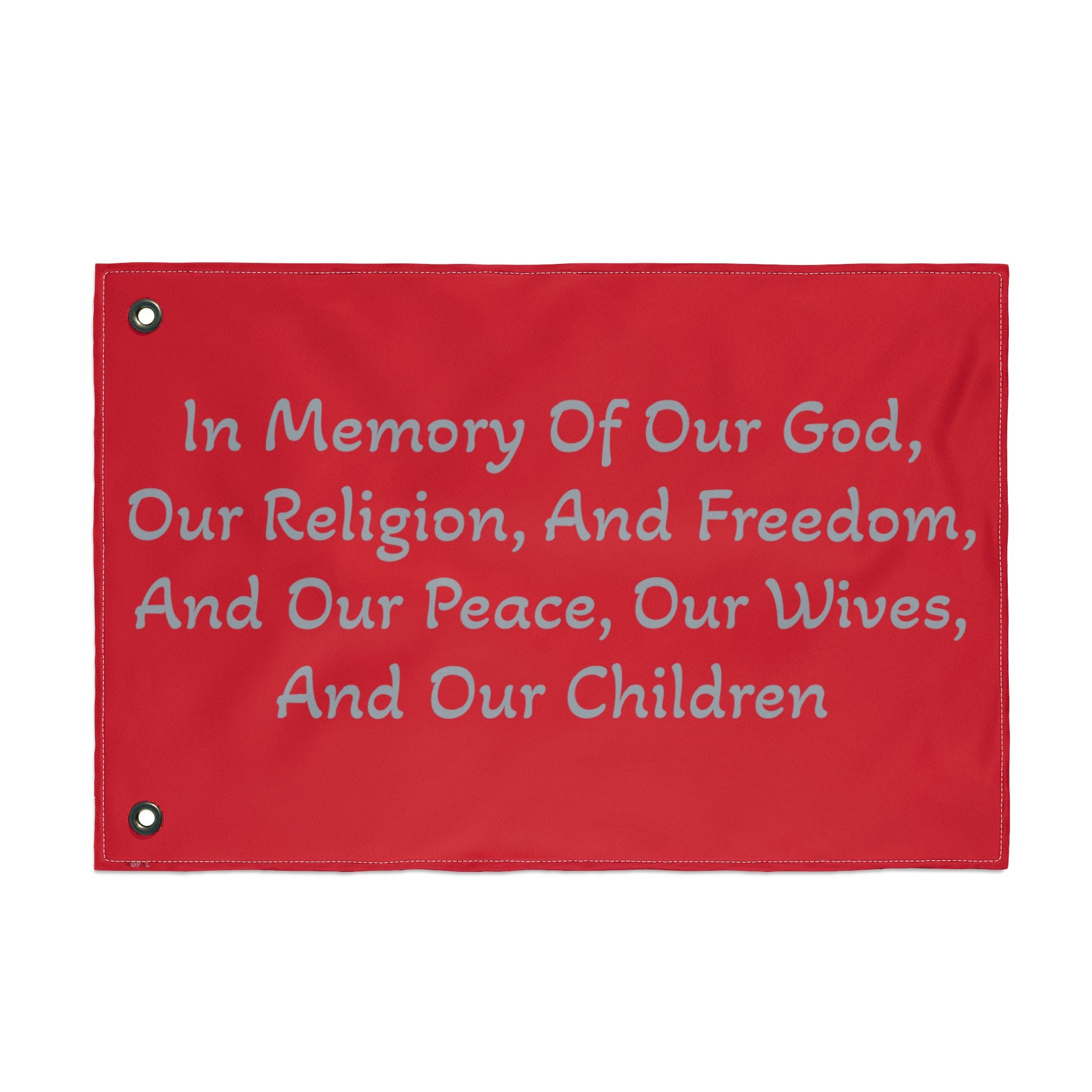 Copy of Title of Liberty Memorial Quote Flag — "In Memory Of Our God, Our Religion, And Freedom" Double-Sided Garden Flag