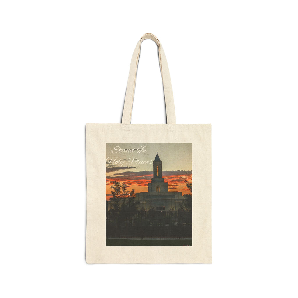Sunset Temple Canvas Tote Bag – Scenic Evening Skyline Tote