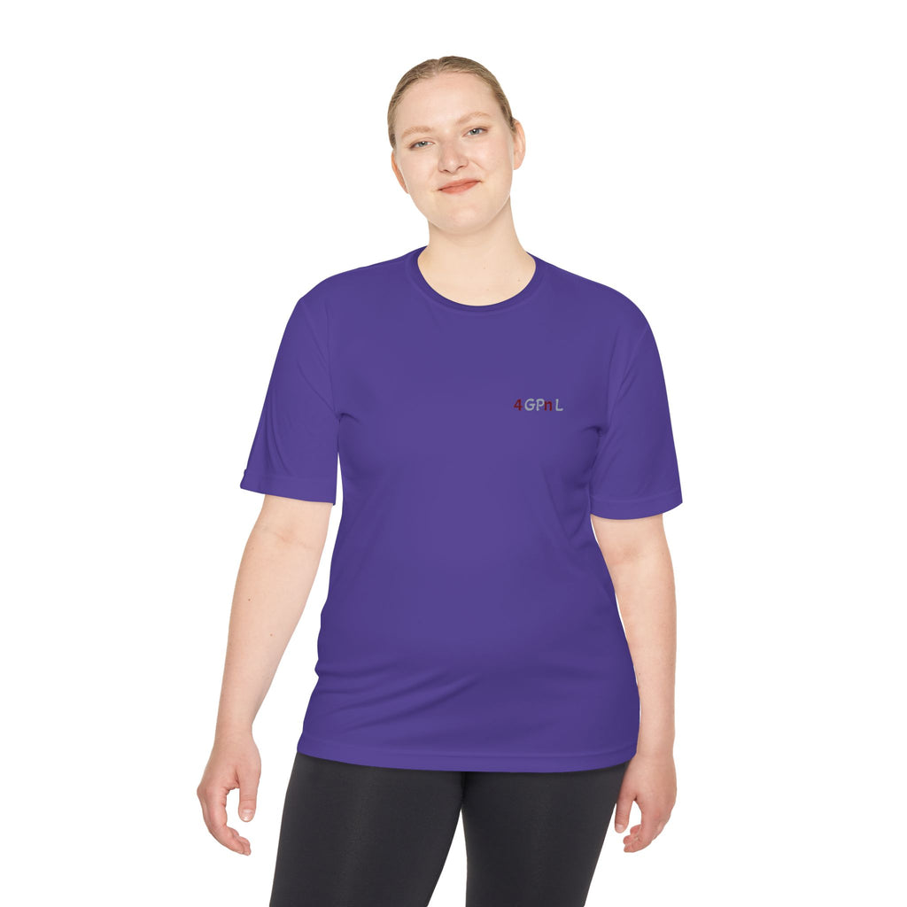 4GPnL "Title of Liberty" Flag Graphic Moisture-Wicking Tee — Inspirational Script Back Print