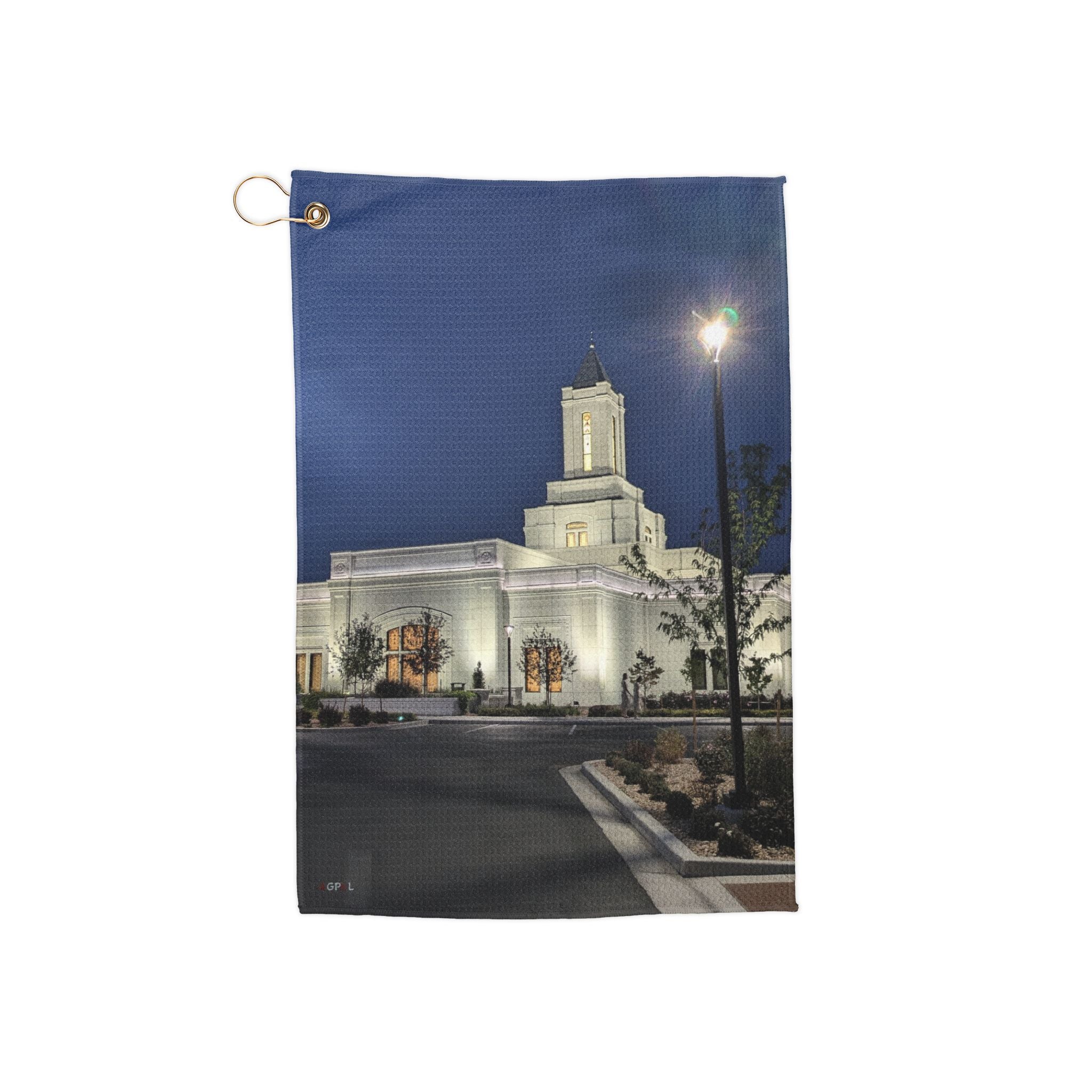 Temple Nightscape Golf Towel – Printed Microfiber Towel with Grommet & Clip
