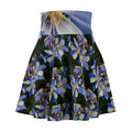 Floral Blue Columbine Skater Skirt — High-Waist Spring Floral AOP