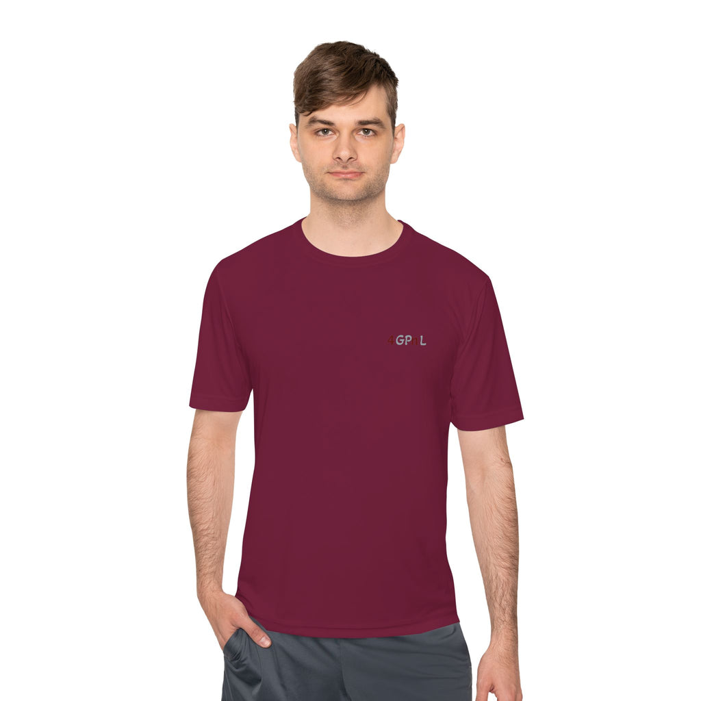 4GPnL "Title of Liberty" Flag Graphic Moisture-Wicking Tee — Inspirational Script Back Print