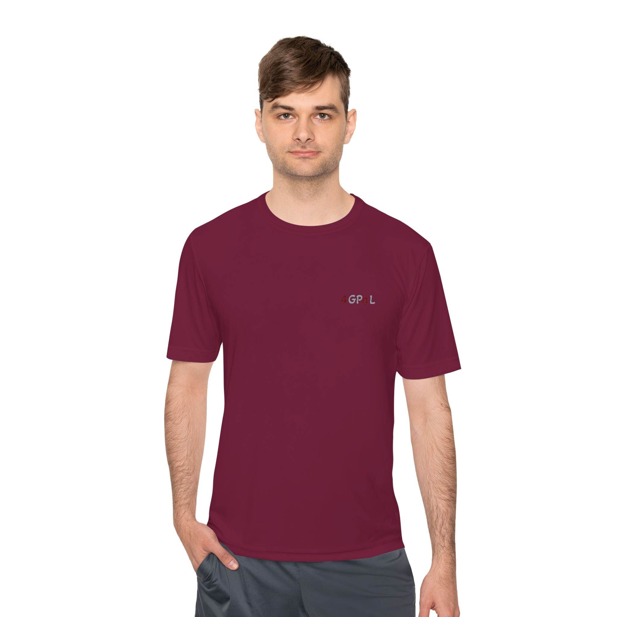 4GPnL "Title of Liberty" Flag Graphic Moisture-Wicking Tee — Inspirational Script Back Print