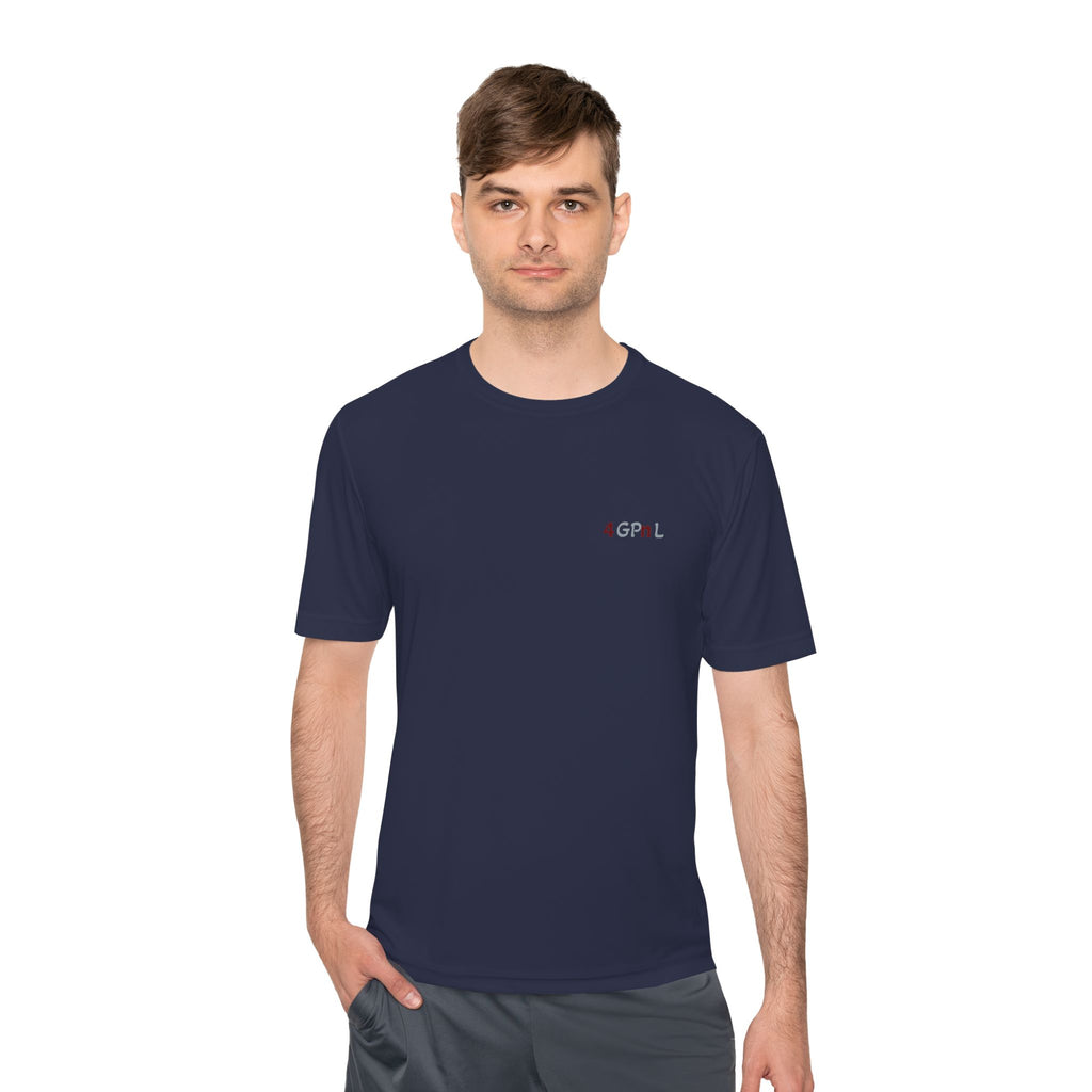 4GPnL "Title of Liberty" Flag Graphic Moisture-Wicking Tee — Inspirational Script Back Print