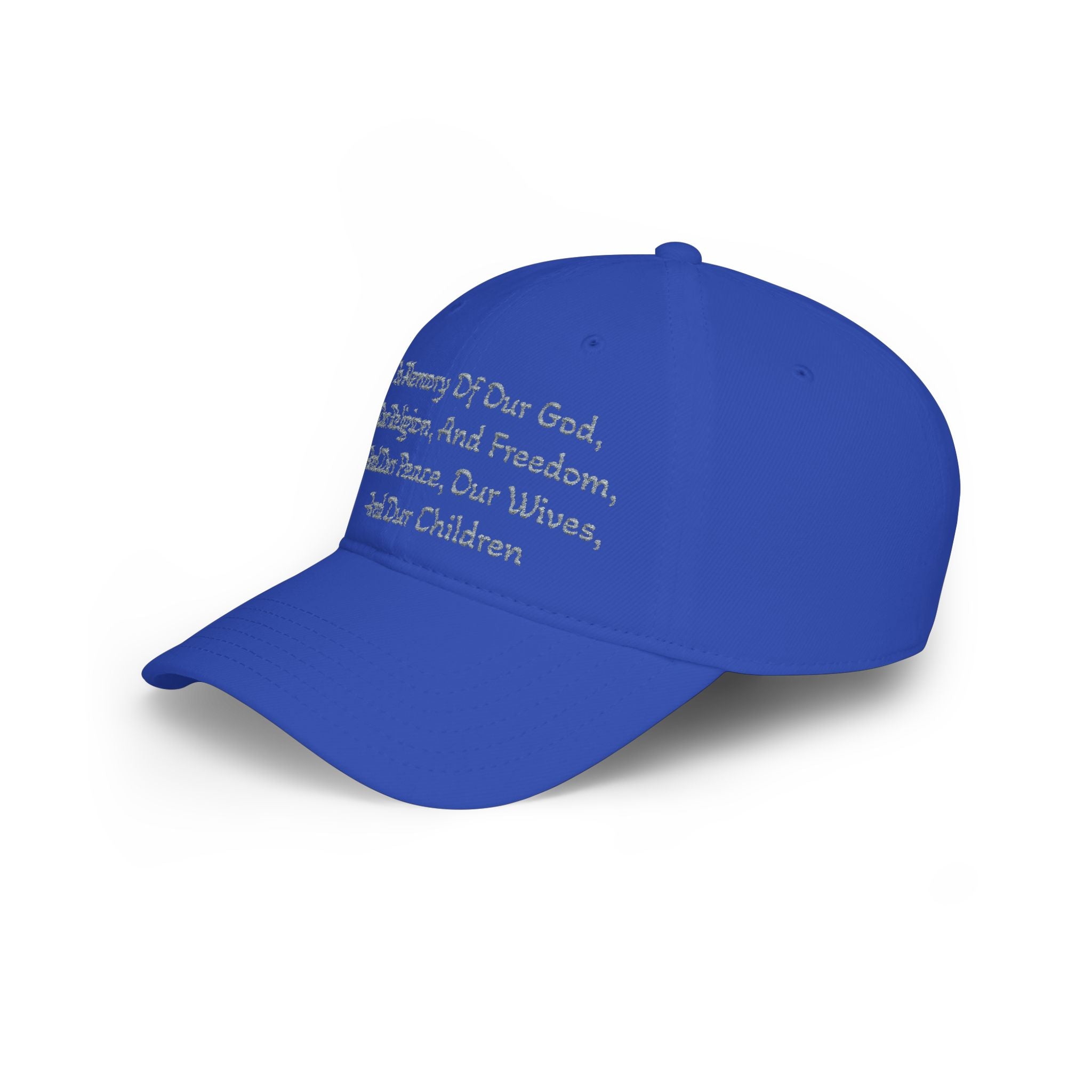 Embroidered Memorial Baseball Cap — "In Memory Of Our God, Our Religion, And Freedom..."