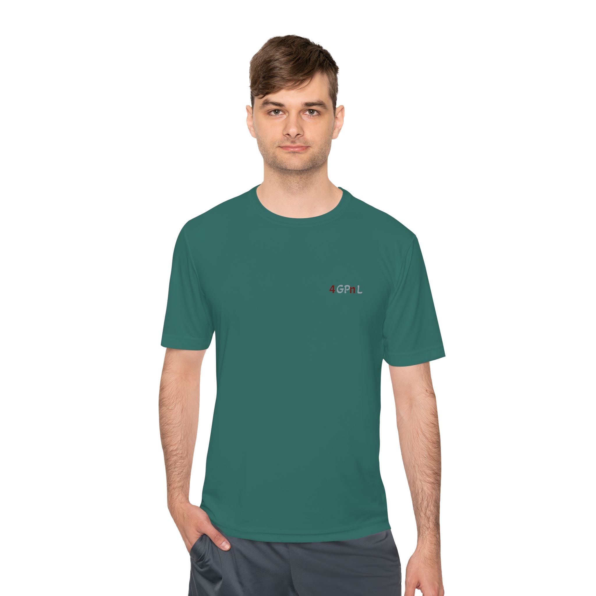 4GPnL "Title of Liberty" Flag Graphic Moisture-Wicking Tee — Inspirational Script Back Print