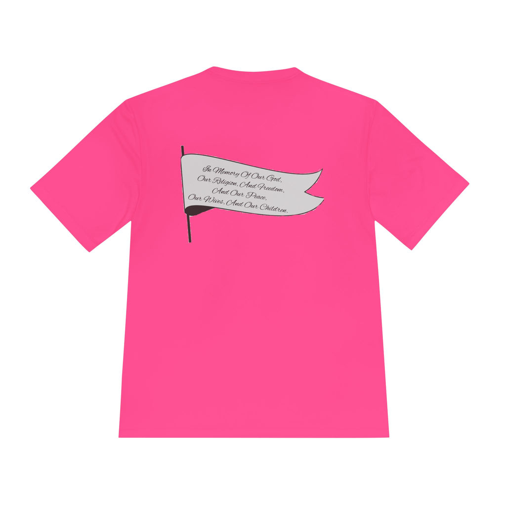4GPnL "Title of Liberty" Flag Graphic Moisture-Wicking Tee — Inspirational Script Back Print