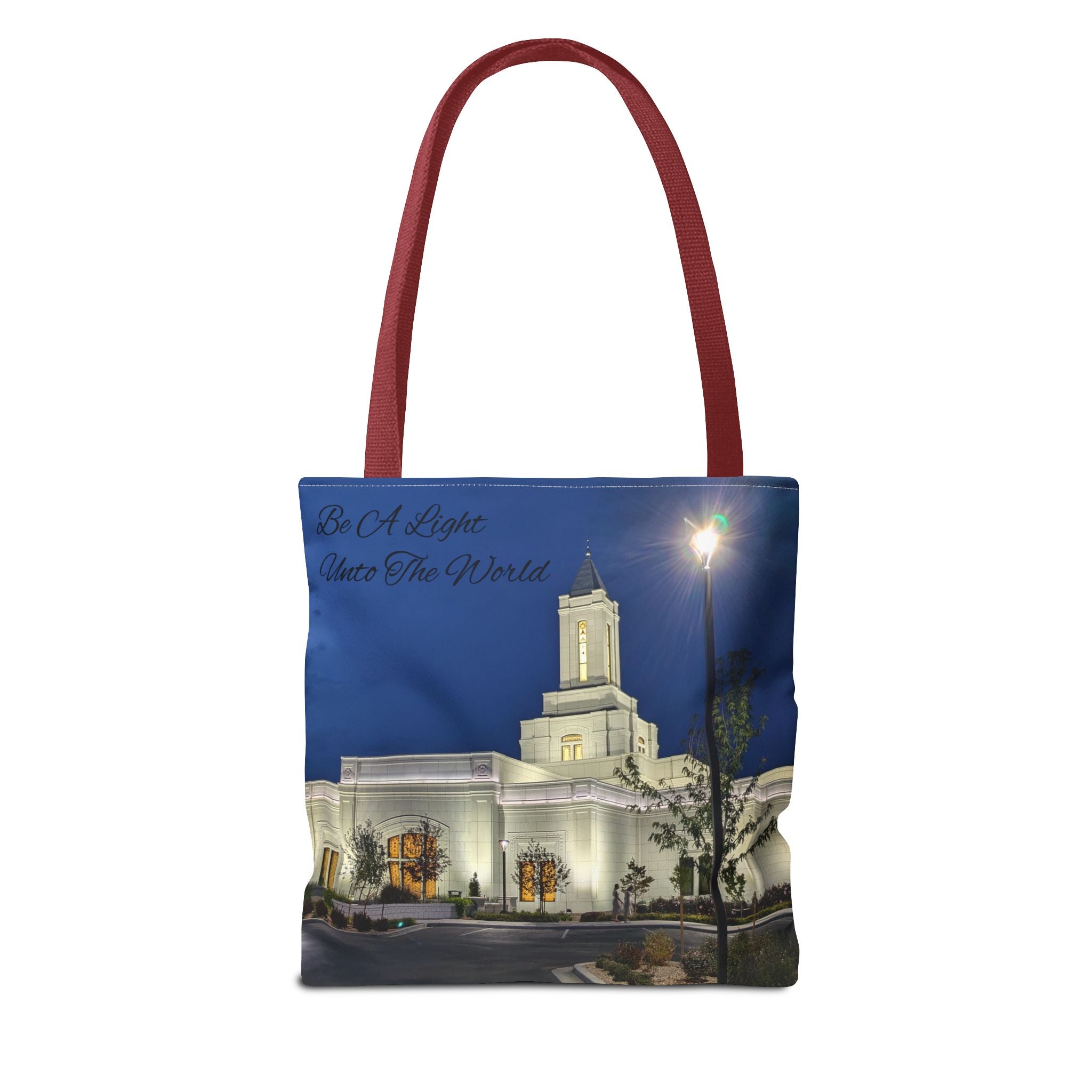 Temple Nightscape Tote Bag — "Be A Light unto the World" Canvas Carryall