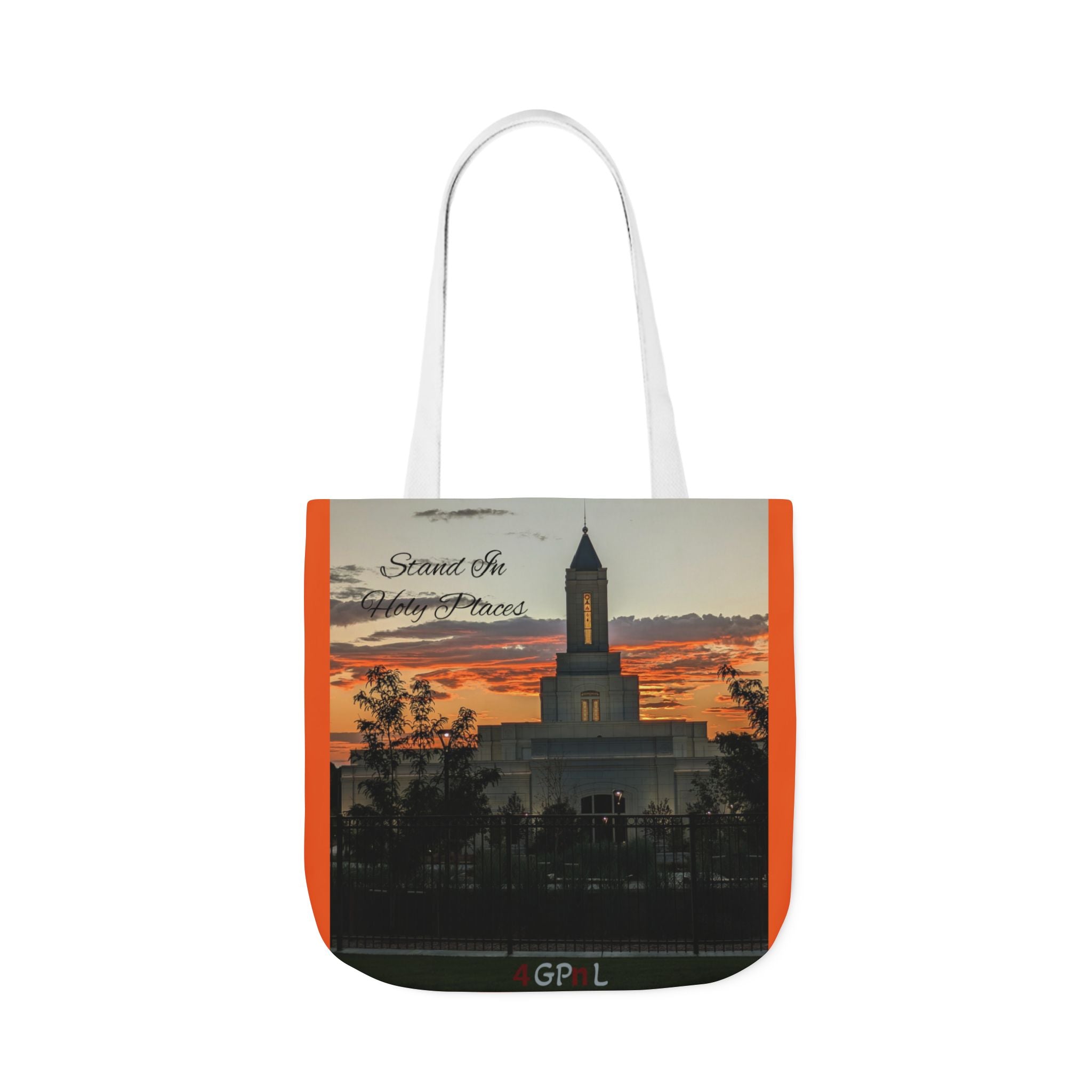Grand Junction, CO Temple Canvas Tote Bag — Scenic Photo Print with Orange Accent Straps