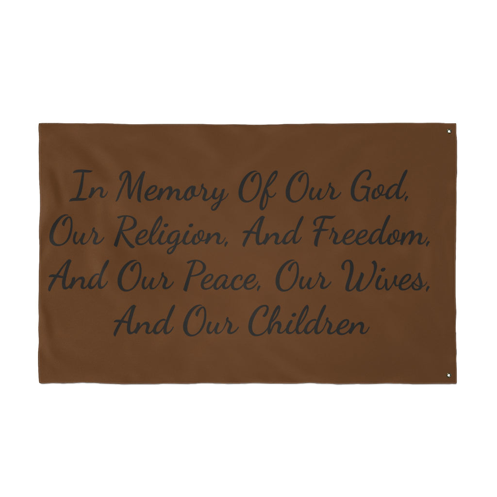 Title of Liberty Double-Sided Flag — "In Memory Of Our God, Our Religion, And Freedom"