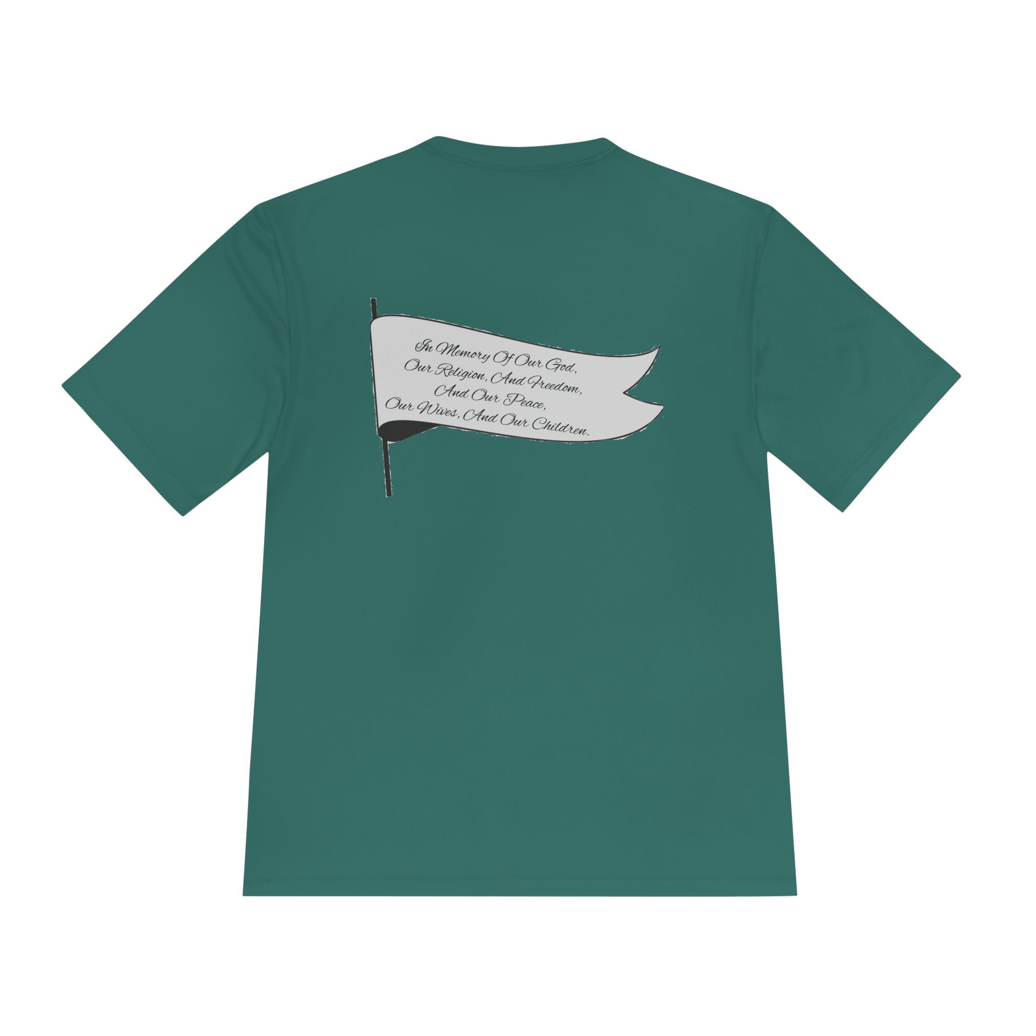4GPnL "Title of Liberty" Flag Graphic Moisture-Wicking Tee — Inspirational Script Back Print