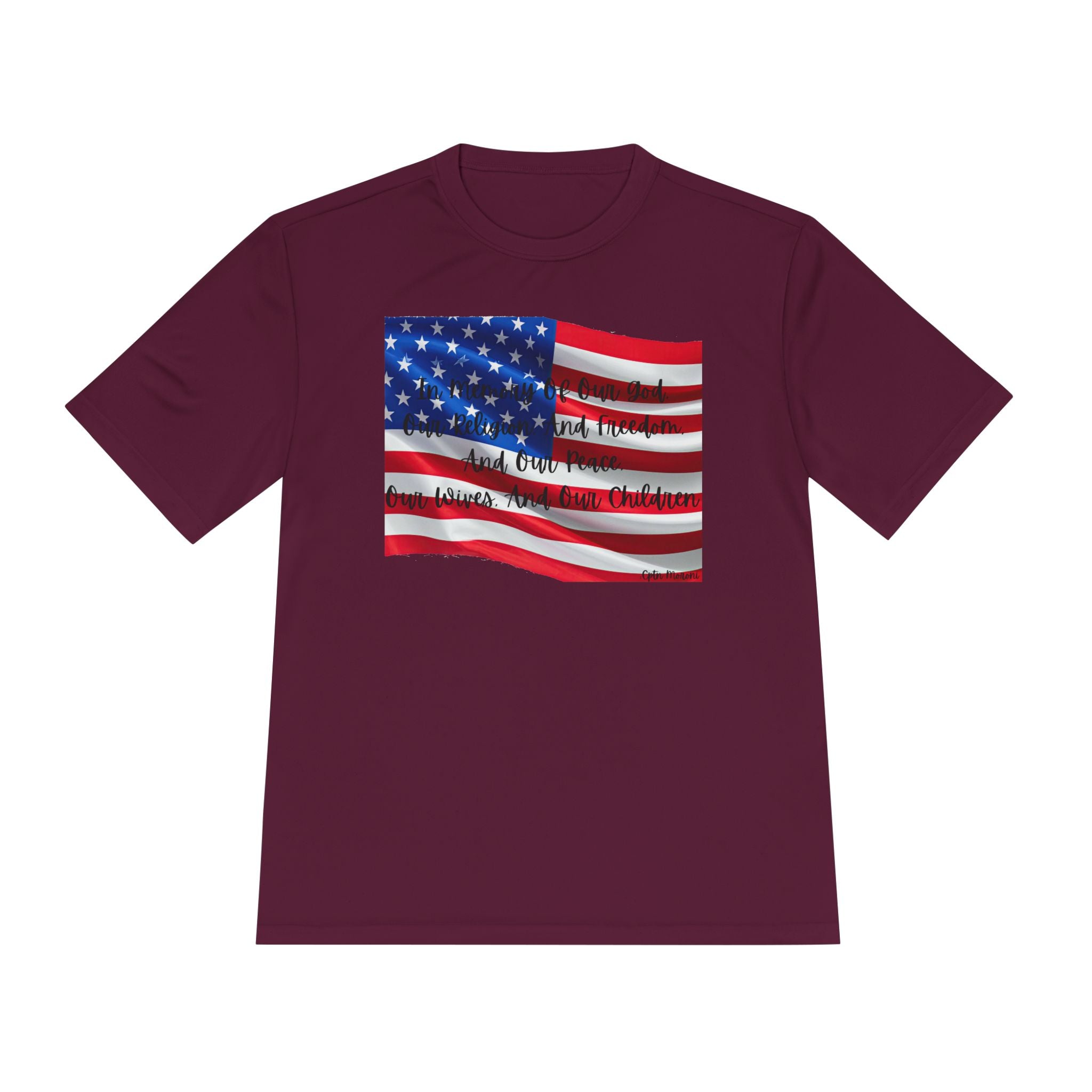 American Flag Title of Liberty Graphic Tee — Patriotic "Land of the Free" Moisture-Wicking Shirt