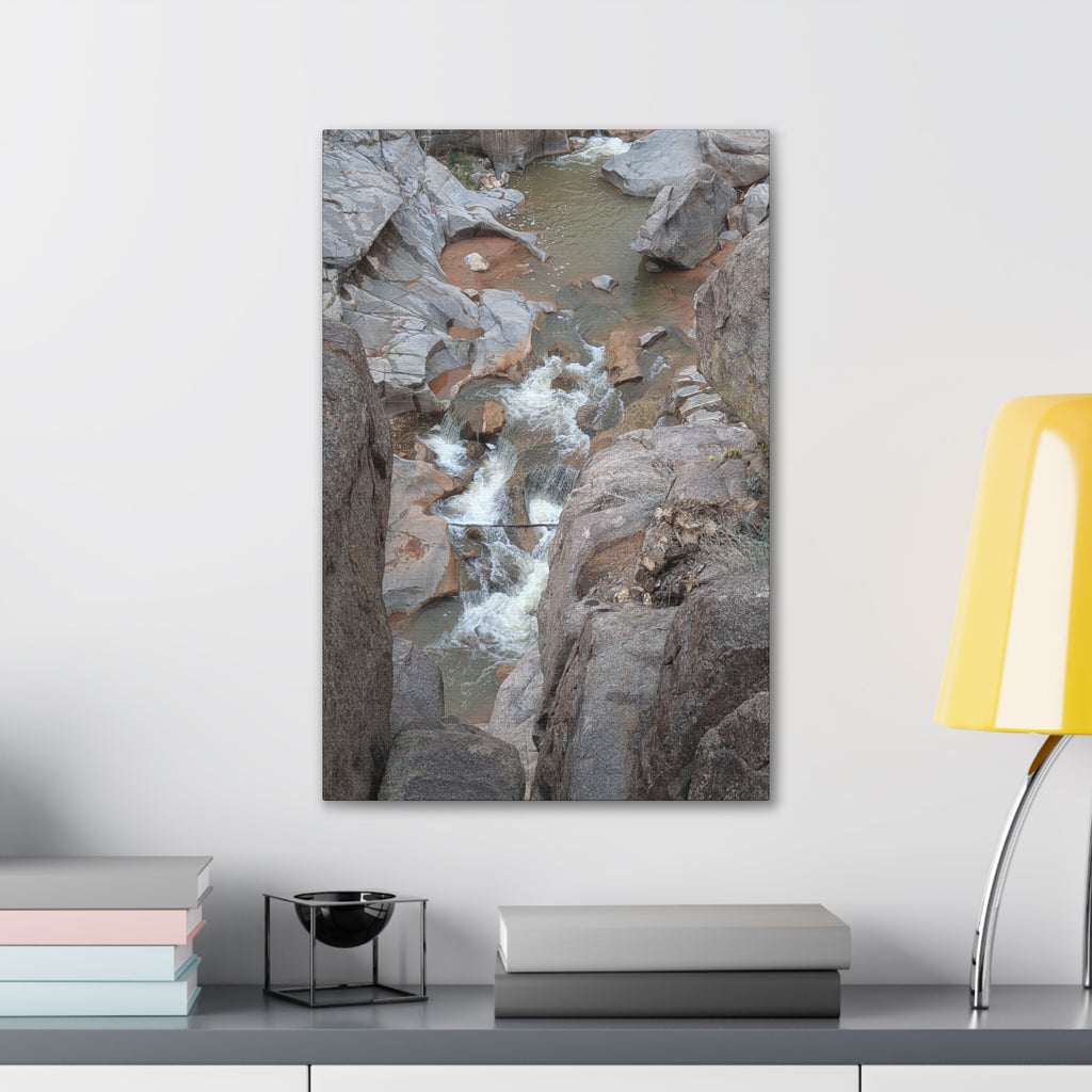 Gorge Rapids Canvas Print — Vertical River Canyon Wall Art