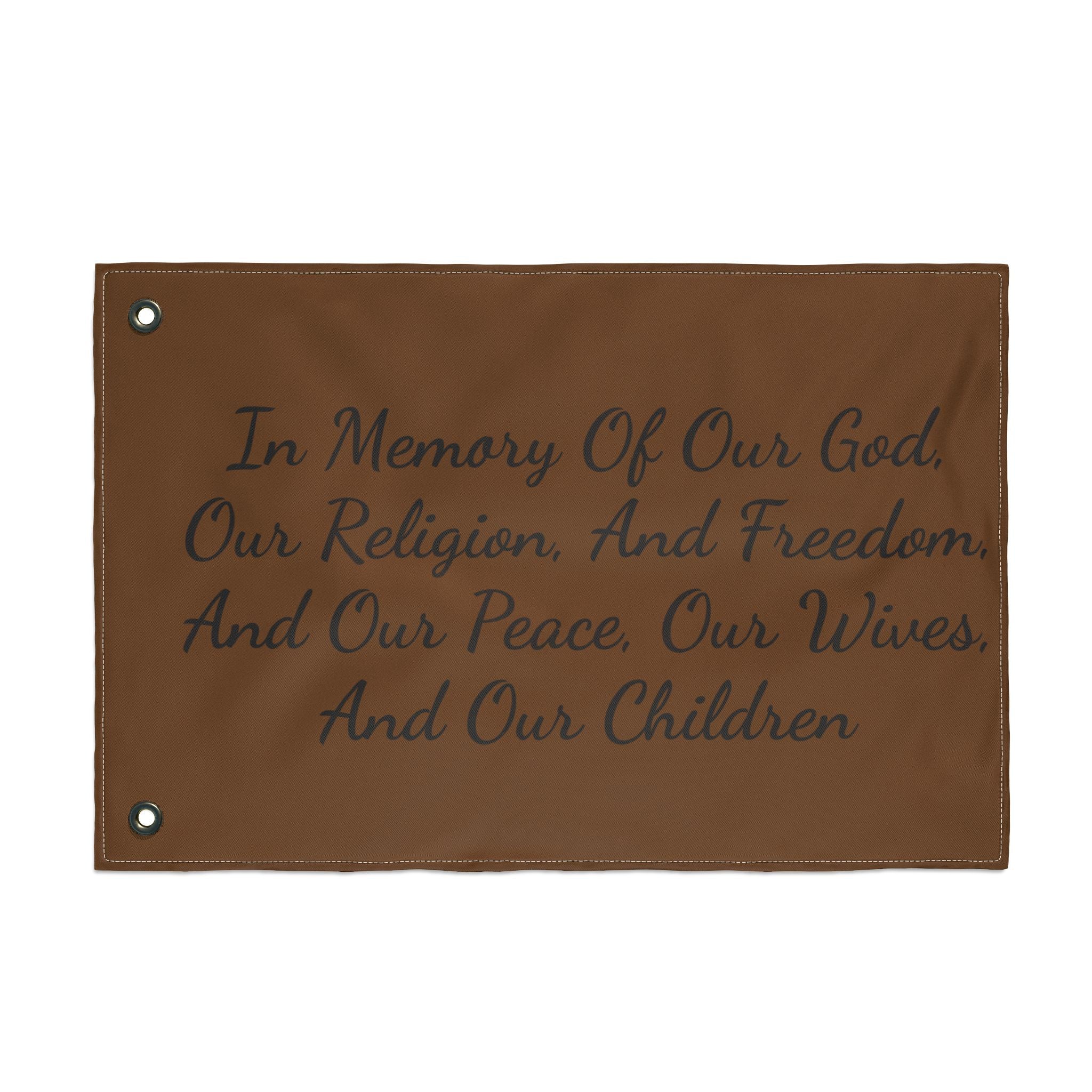 Title of Liberty Double-Sided Flag — "In Memory Of Our God, Our Religion, And Freedom"