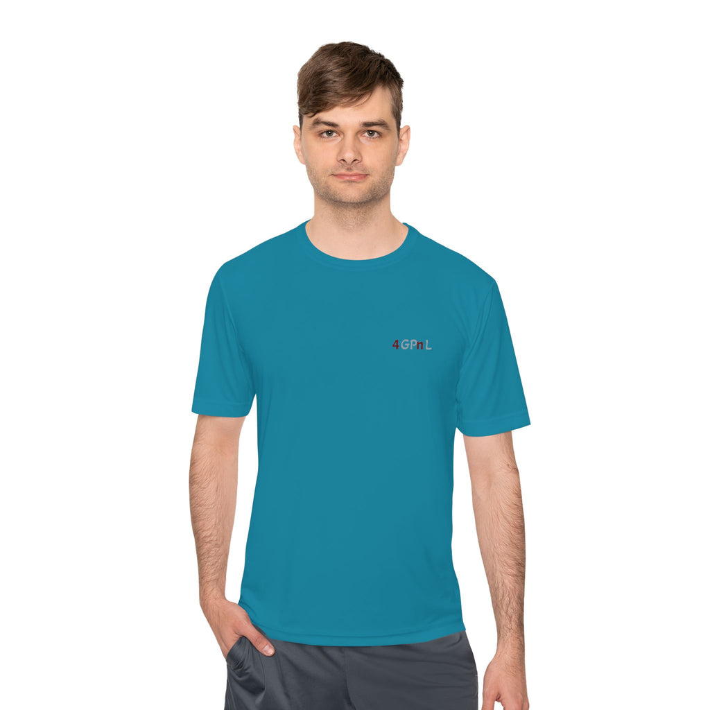 4GPnL "Title of Liberty" Flag Graphic Moisture-Wicking Tee — Inspirational Script Back Print