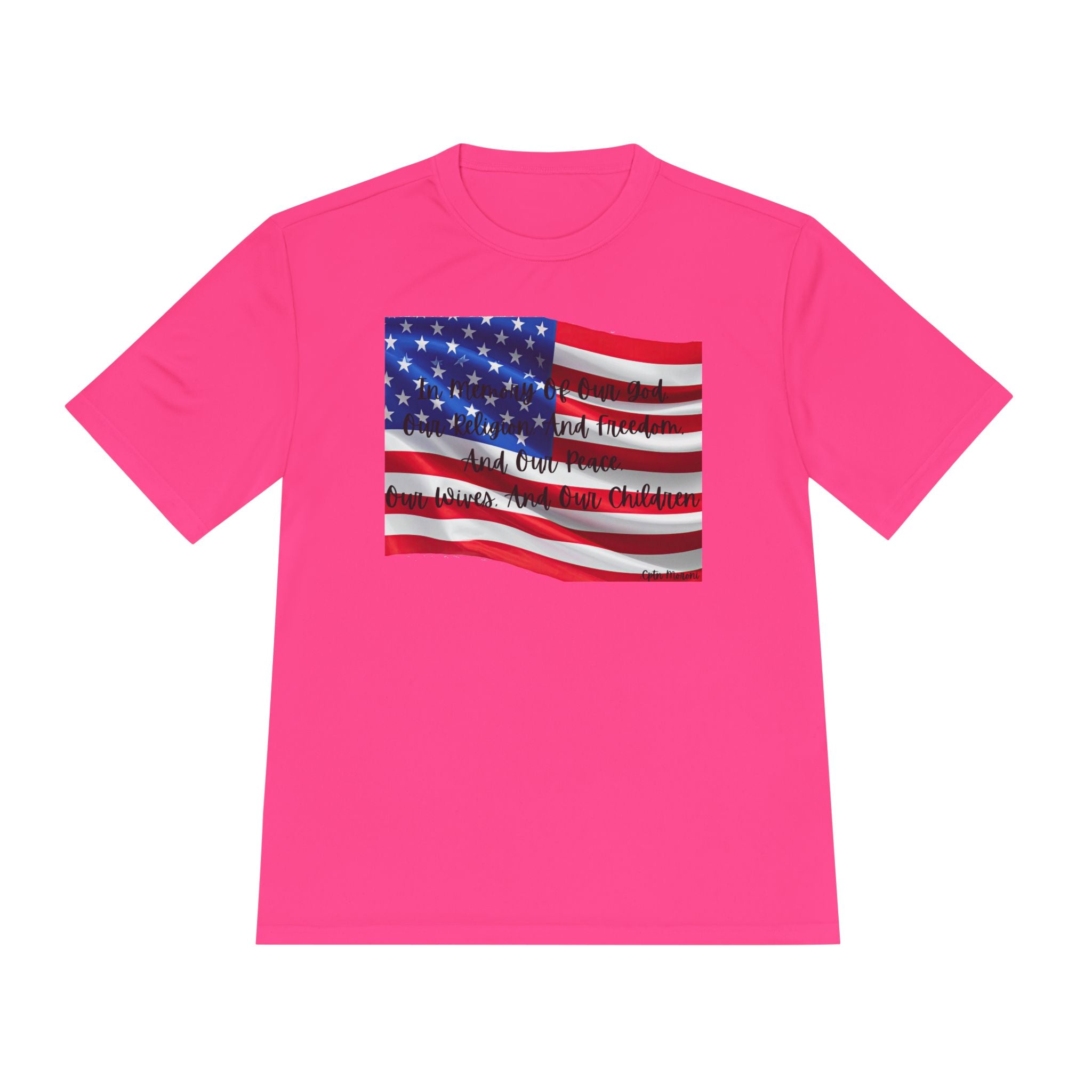 American Flag Title of Liberty Graphic Tee — Patriotic "Land of the Free" Moisture-Wicking Shirt