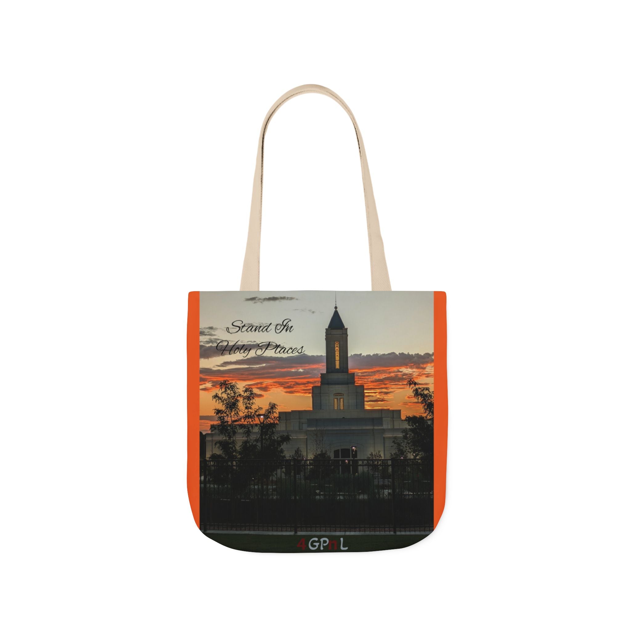 Grand Junction, CO Temple Canvas Tote Bag — Scenic Photo Print with Orange Accent Straps