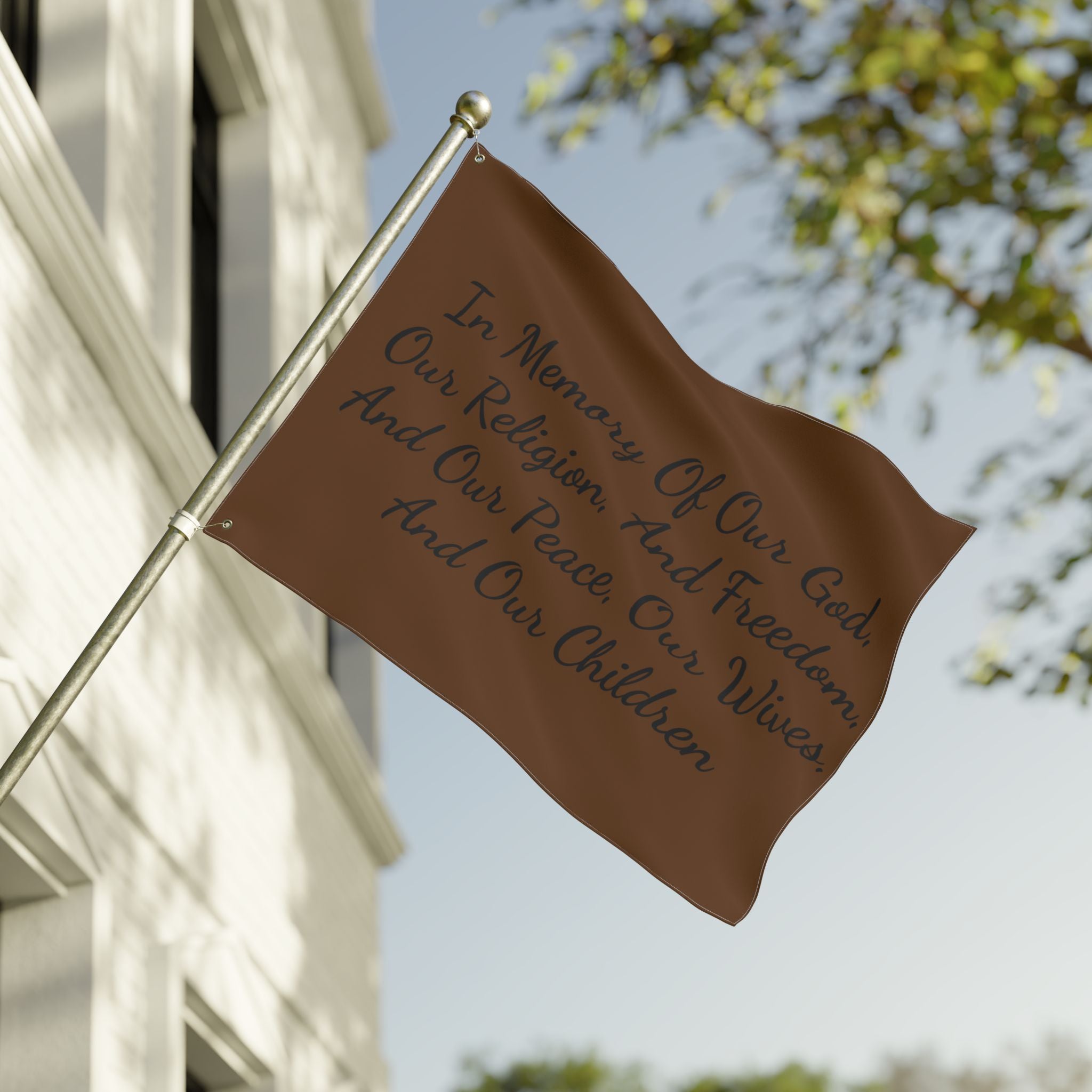 Title of Liberty Double-Sided Flag — "In Memory Of Our God, Our Religion, And Freedom"