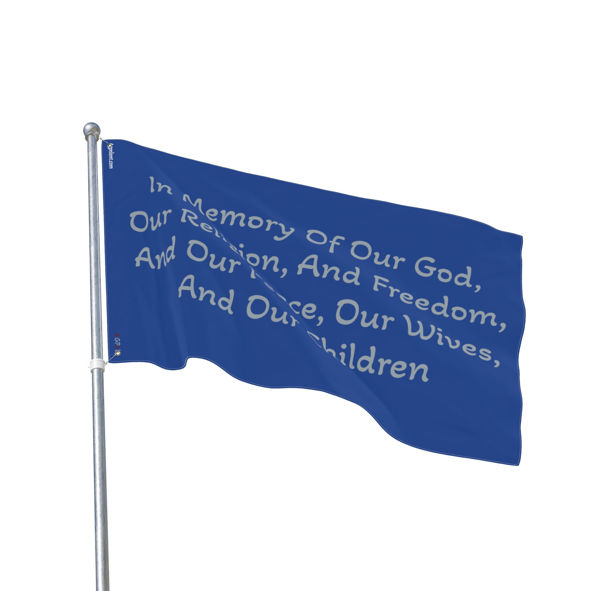 Title of Liberty Memorial Quote Flag — "In Memory Of Our God, Our Religion, And Freedom" Double-Sided Garden Flag