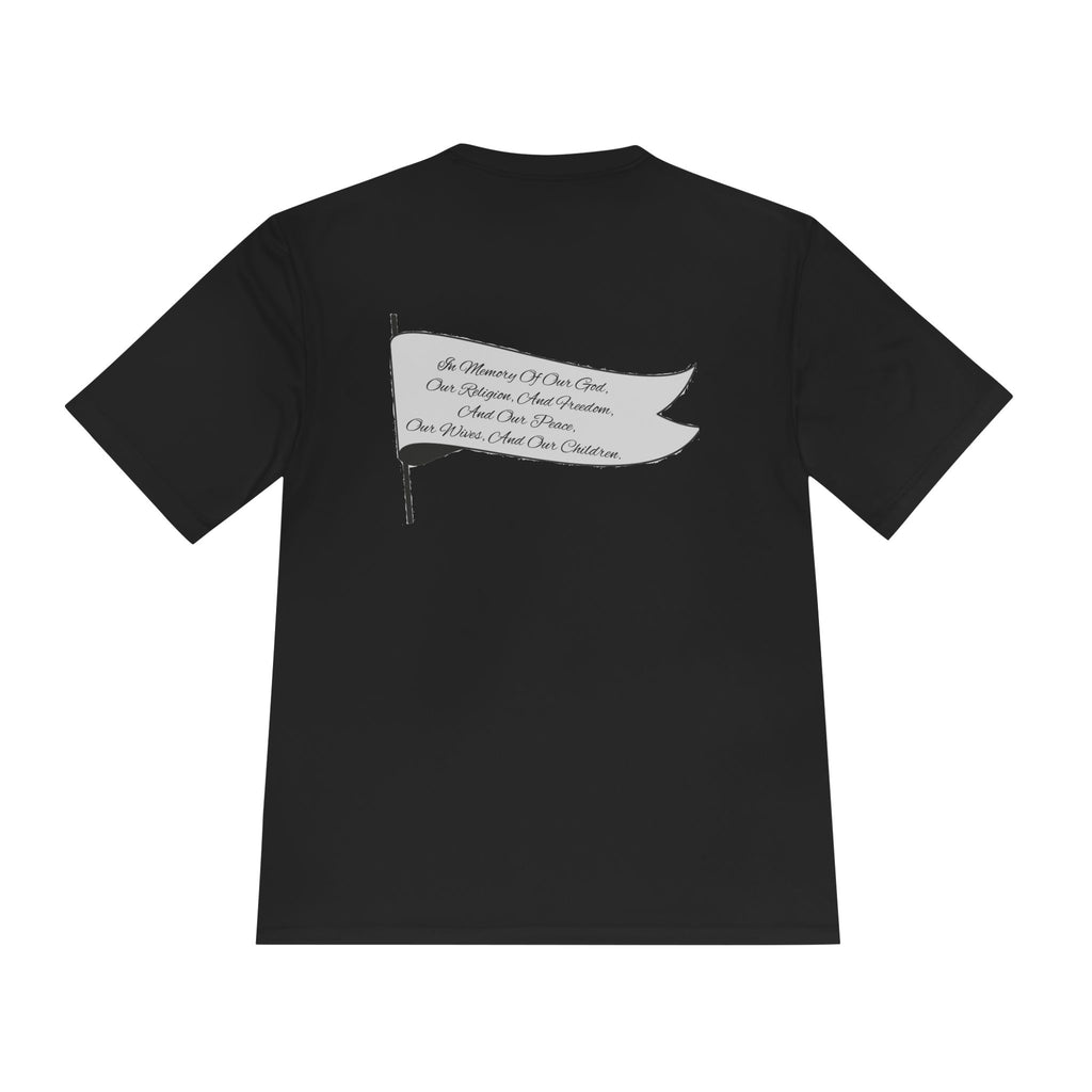 4GPnL "Title of Liberty" Flag Graphic Moisture-Wicking Tee — Inspirational Script Back Print