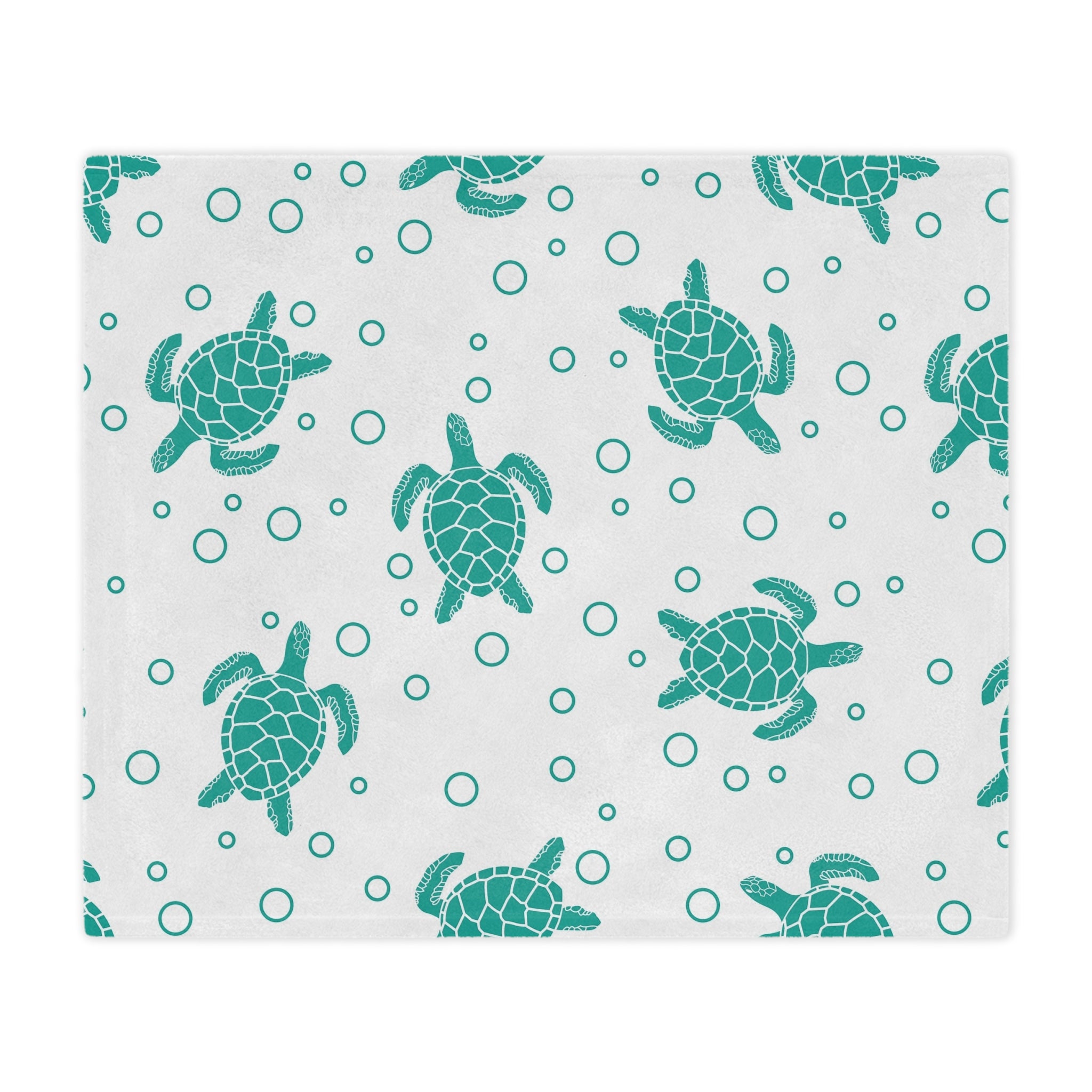 Sea Turtle Minky Blanket — Soft Teal Turtle Pattern Throw for Nursery & Beach Lovers