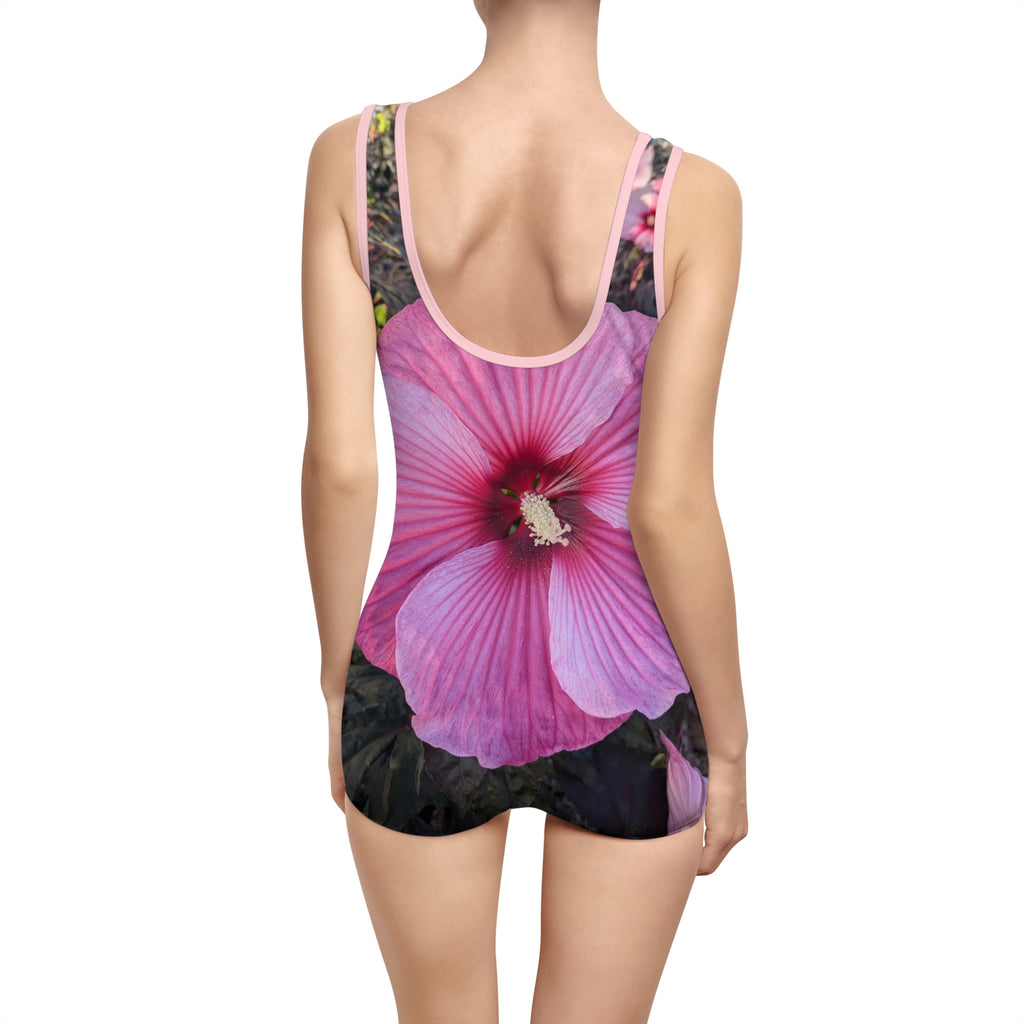 Vintage Pink Hibiscus Swimsuit