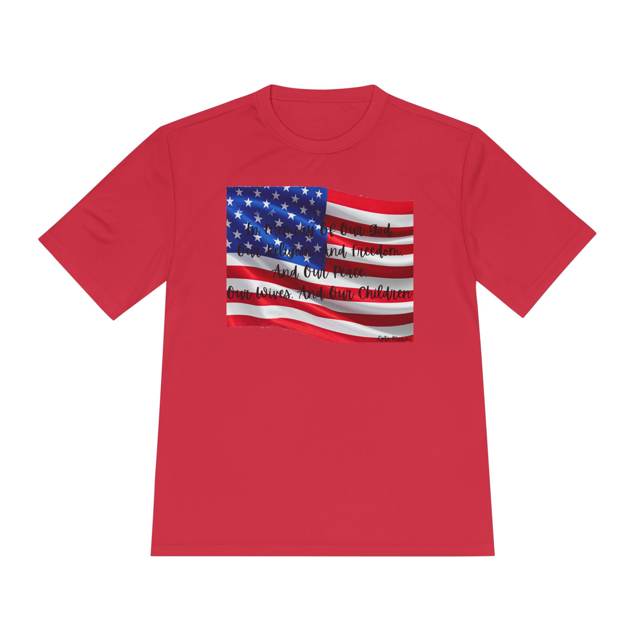American Flag Title of Liberty Graphic Tee — Patriotic "Land of the Free" Moisture-Wicking Shirt