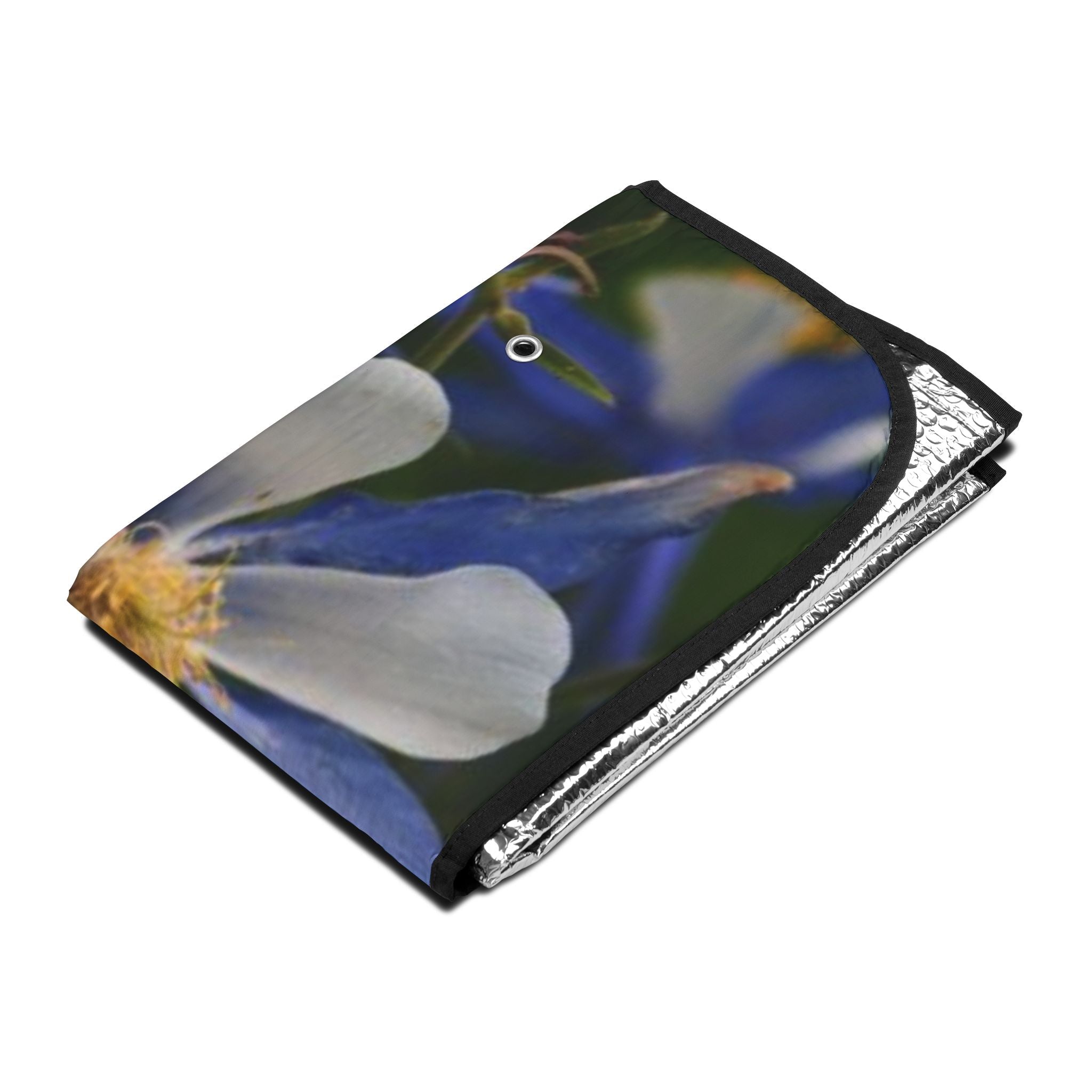 Floral Columbine Car Sun Shade — Blue Wildflower Windshield Protector