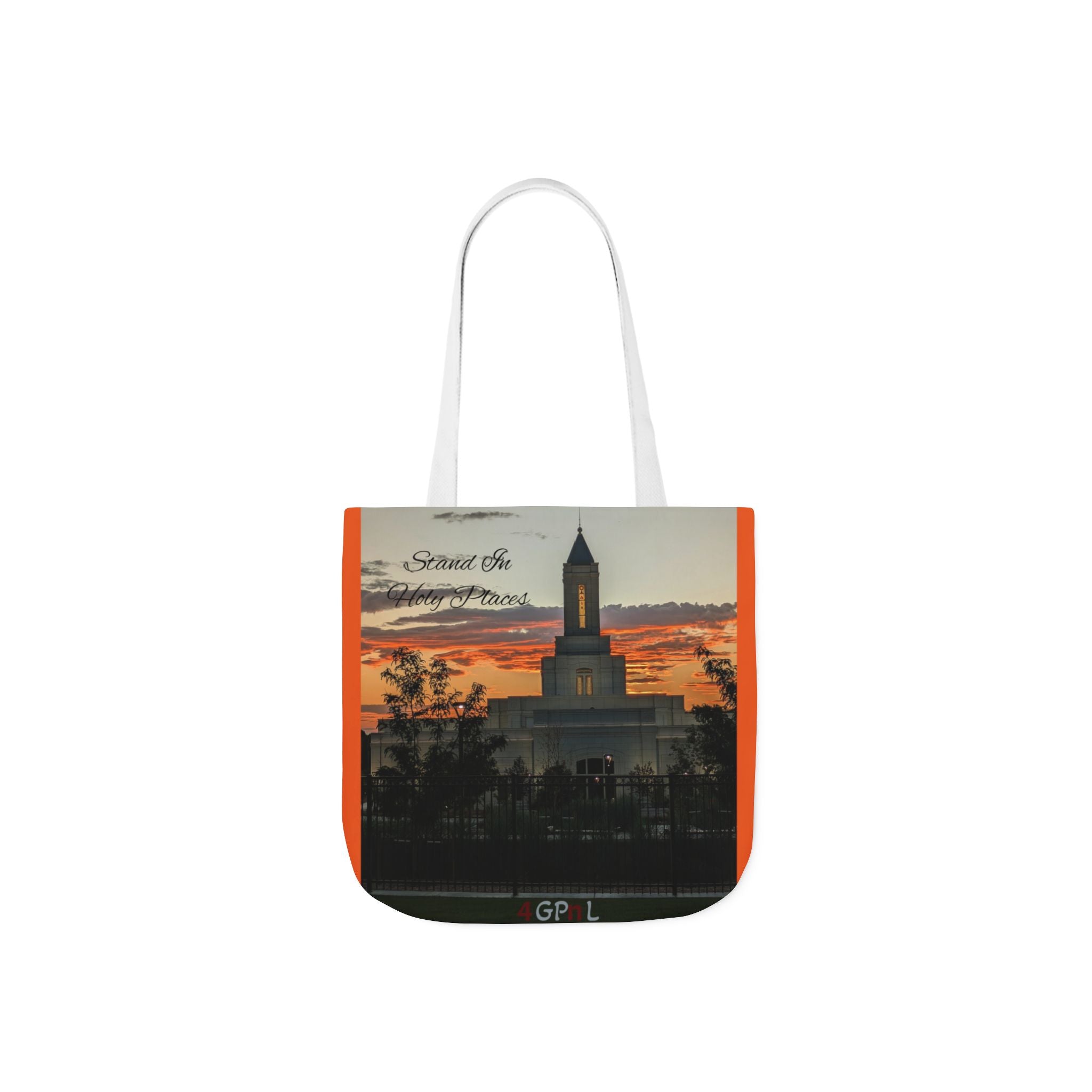 Grand Junction, CO Temple Canvas Tote Bag — Scenic Photo Print with Orange Accent Straps