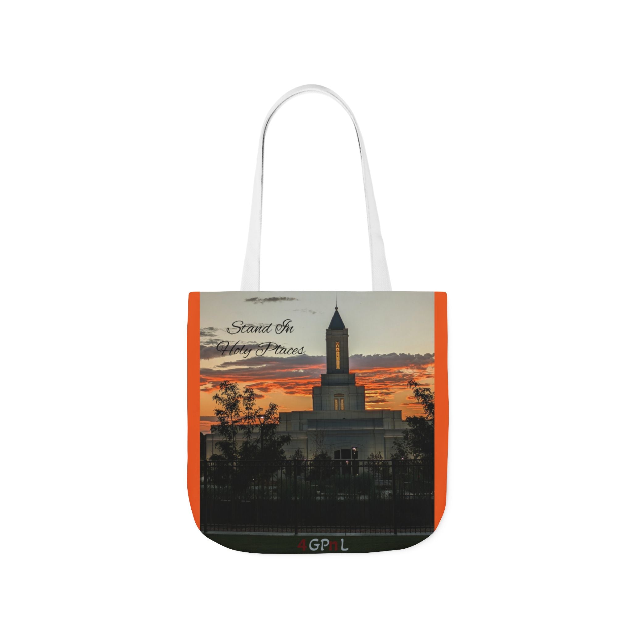 Grand Junction, CO Temple Canvas Tote Bag — Scenic Photo Print with Orange Accent Straps
