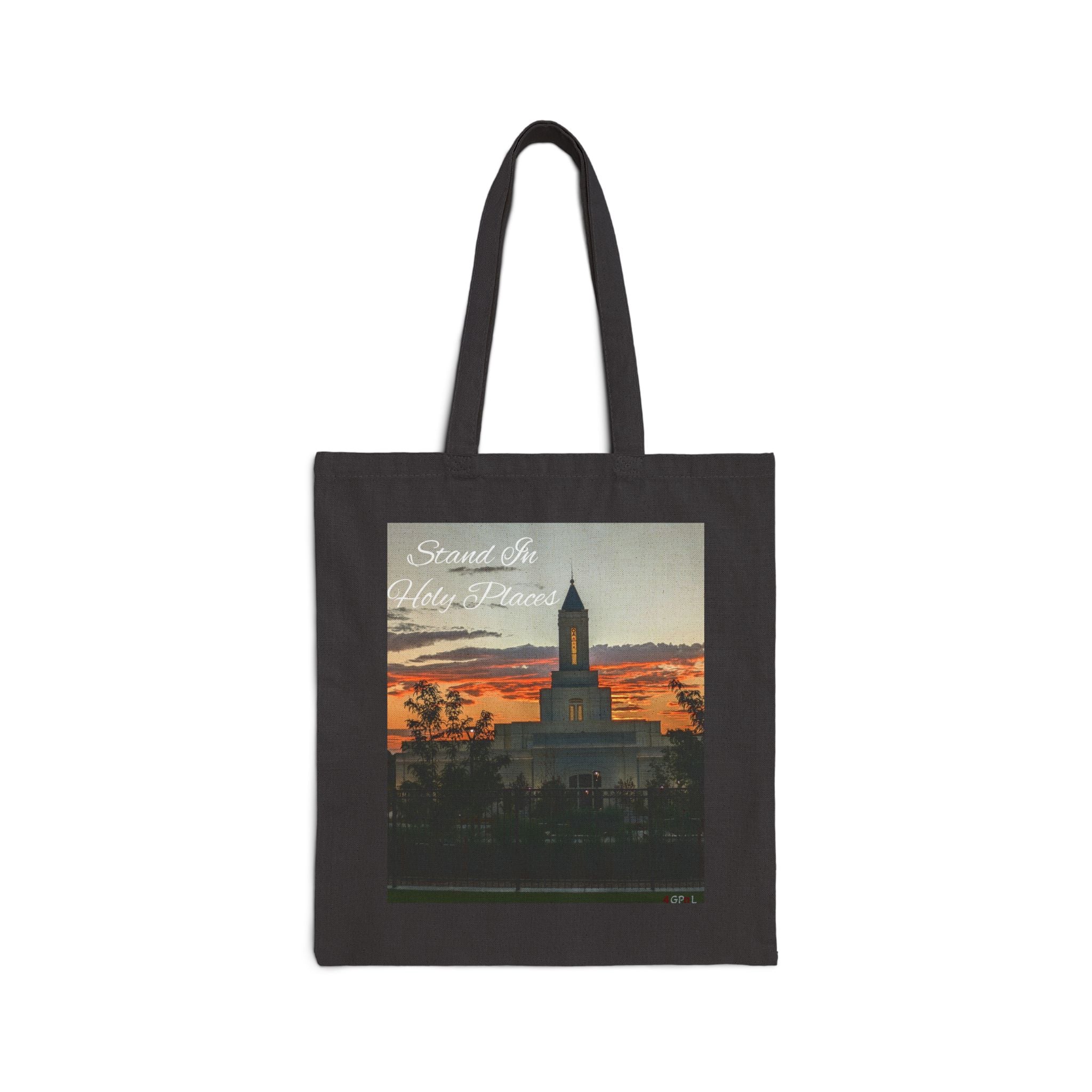 Sunset Temple Canvas Tote Bag – Scenic Evening Skyline Tote