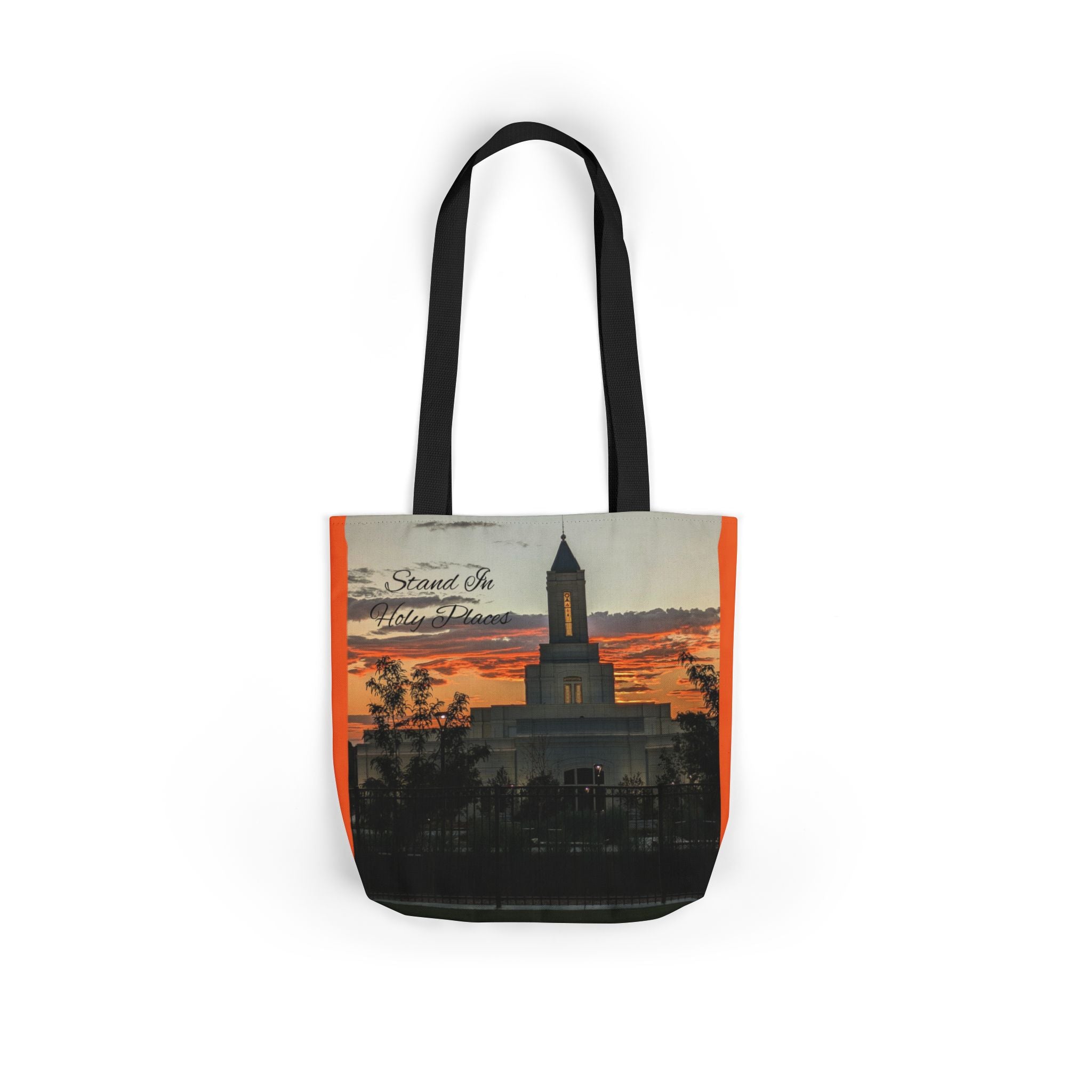 Grand Junction, CO Temple Canvas Tote Bag — Scenic Photo Print with Orange Accent Straps