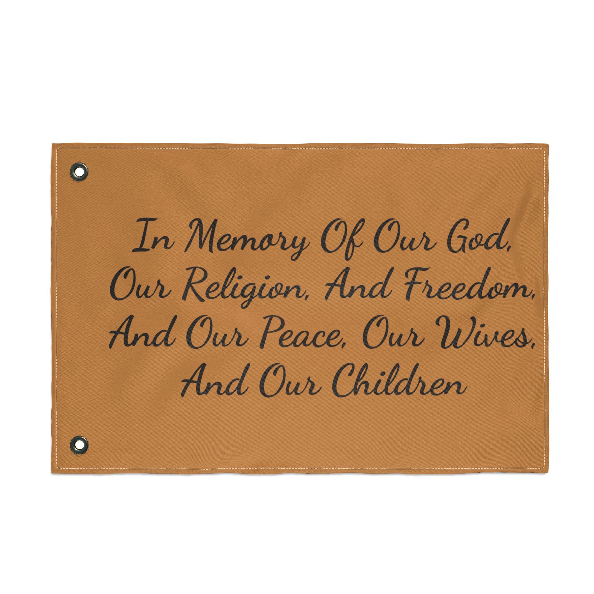 Title of Liberty Flag - "In Memory Of Our God, Our Religion, And Freedom" Double-Sided Garden Banner
