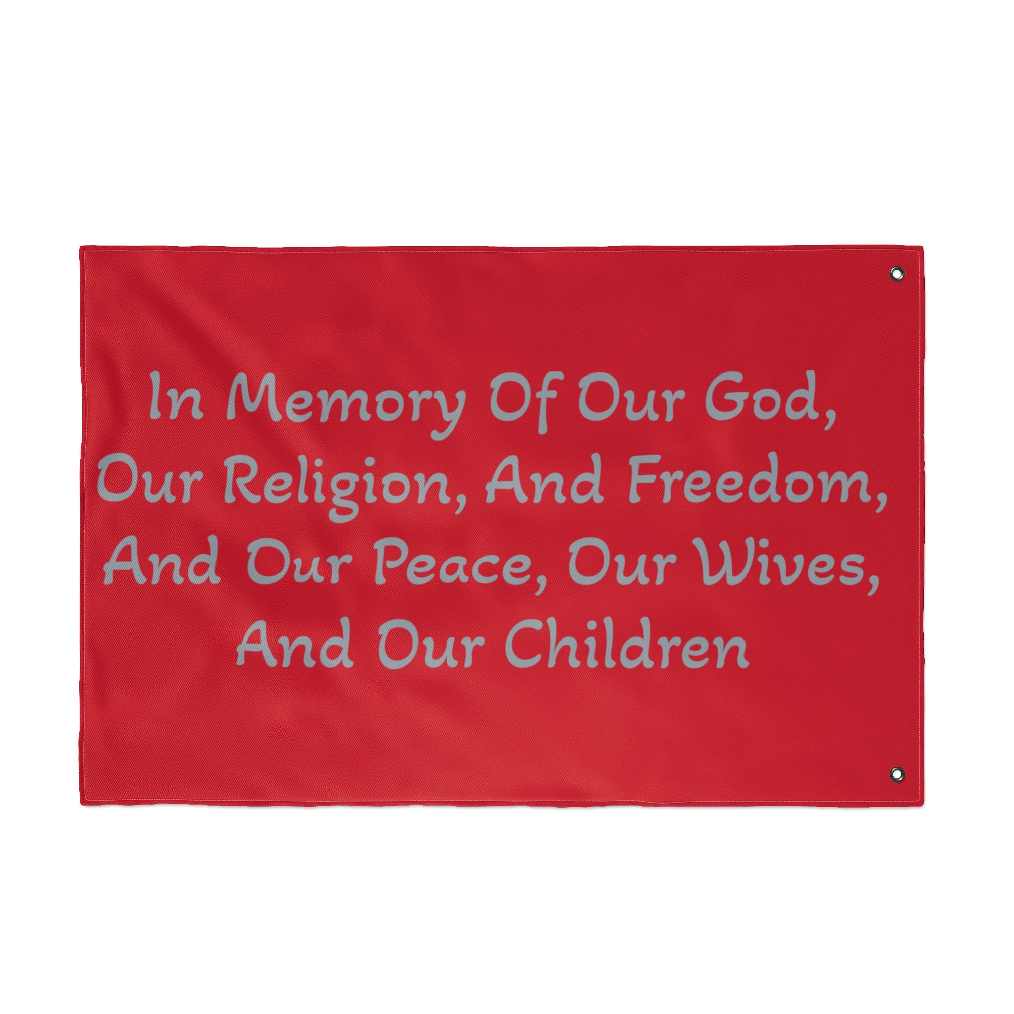 Copy of Title of Liberty Memorial Quote Flag — "In Memory Of Our God, Our Religion, And Freedom" Double-Sided Garden Flag