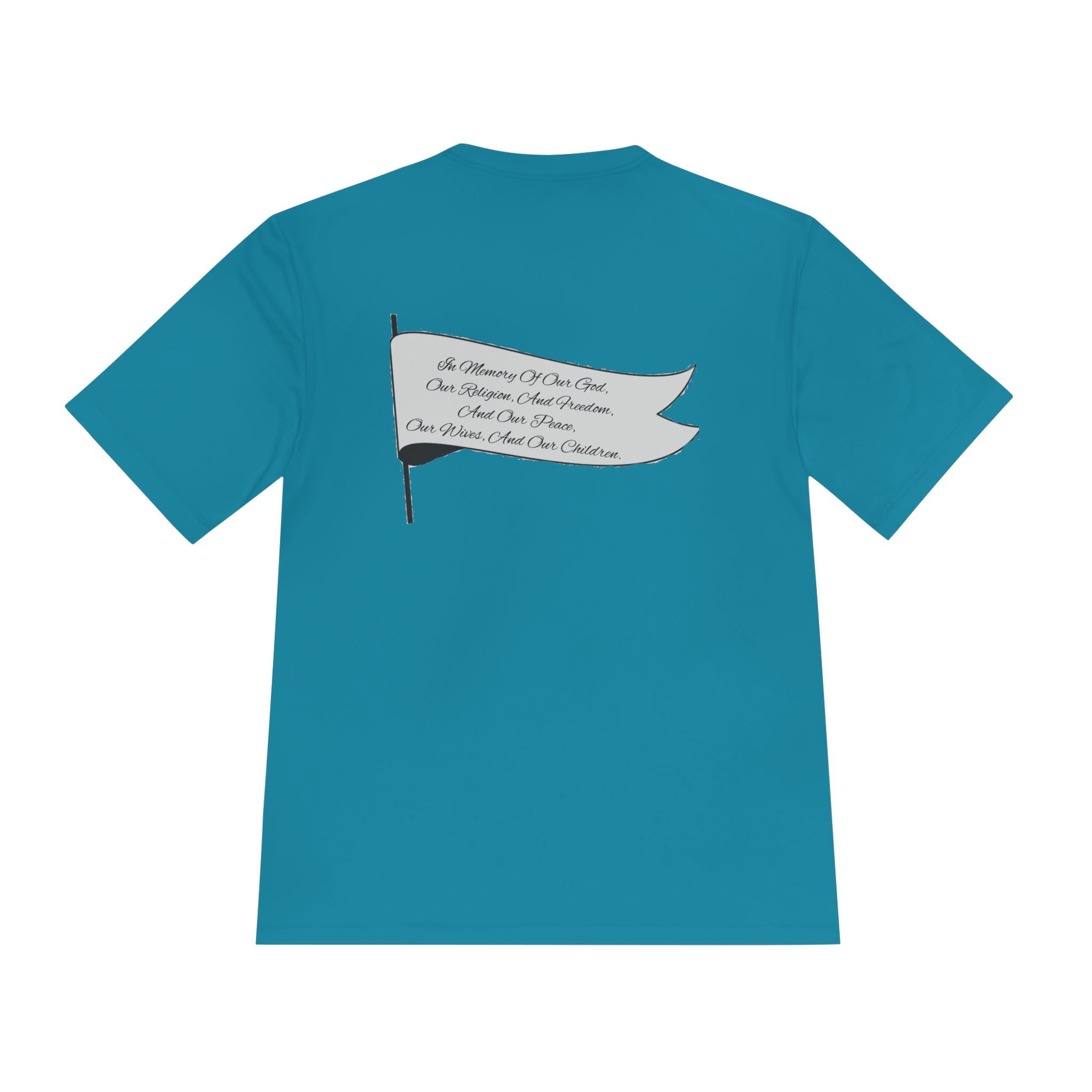4GPnL "Title of Liberty" Flag Graphic Moisture-Wicking Tee — Inspirational Script Back Print