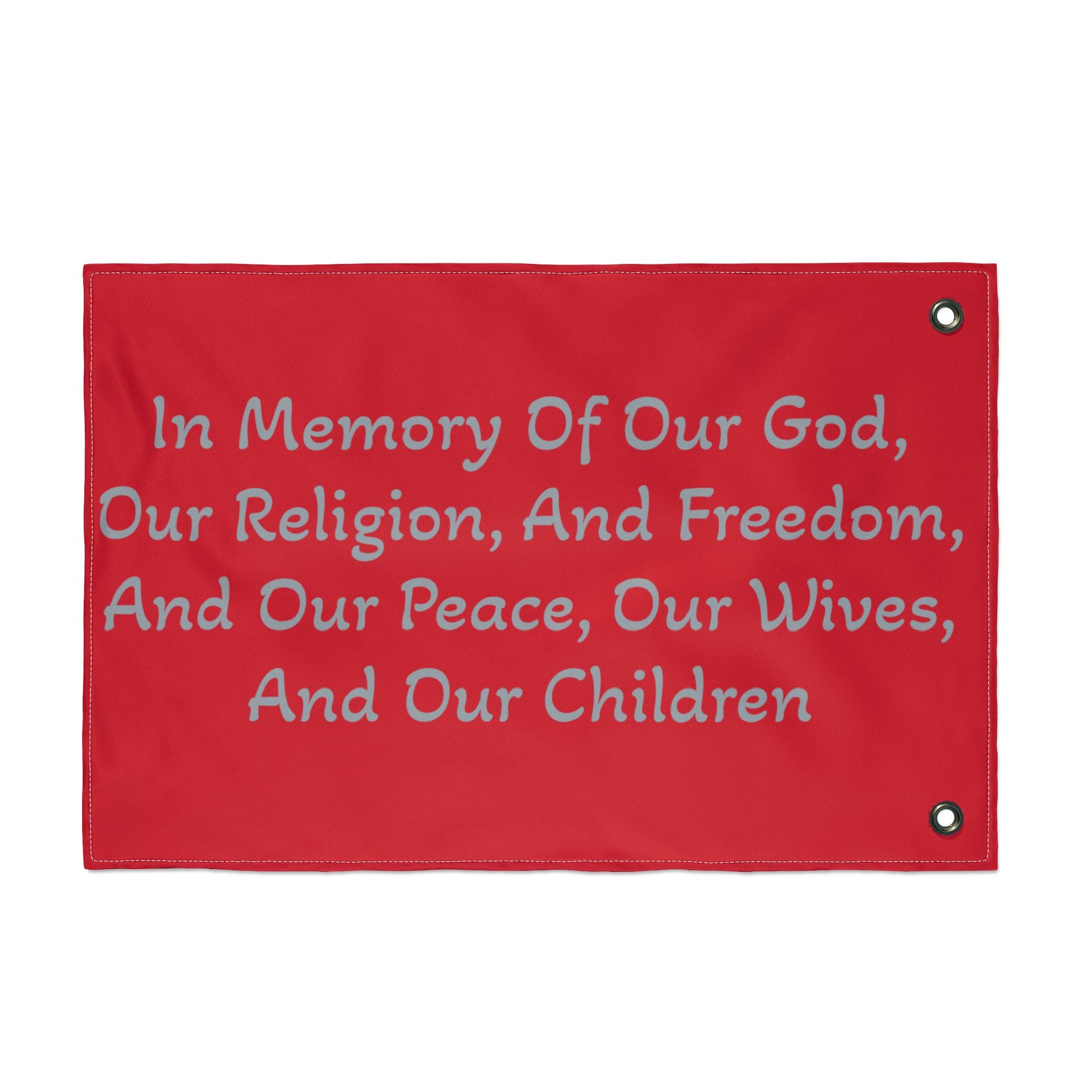 Copy of Title of Liberty Memorial Quote Flag — "In Memory Of Our God, Our Religion, And Freedom" Double-Sided Garden Flag