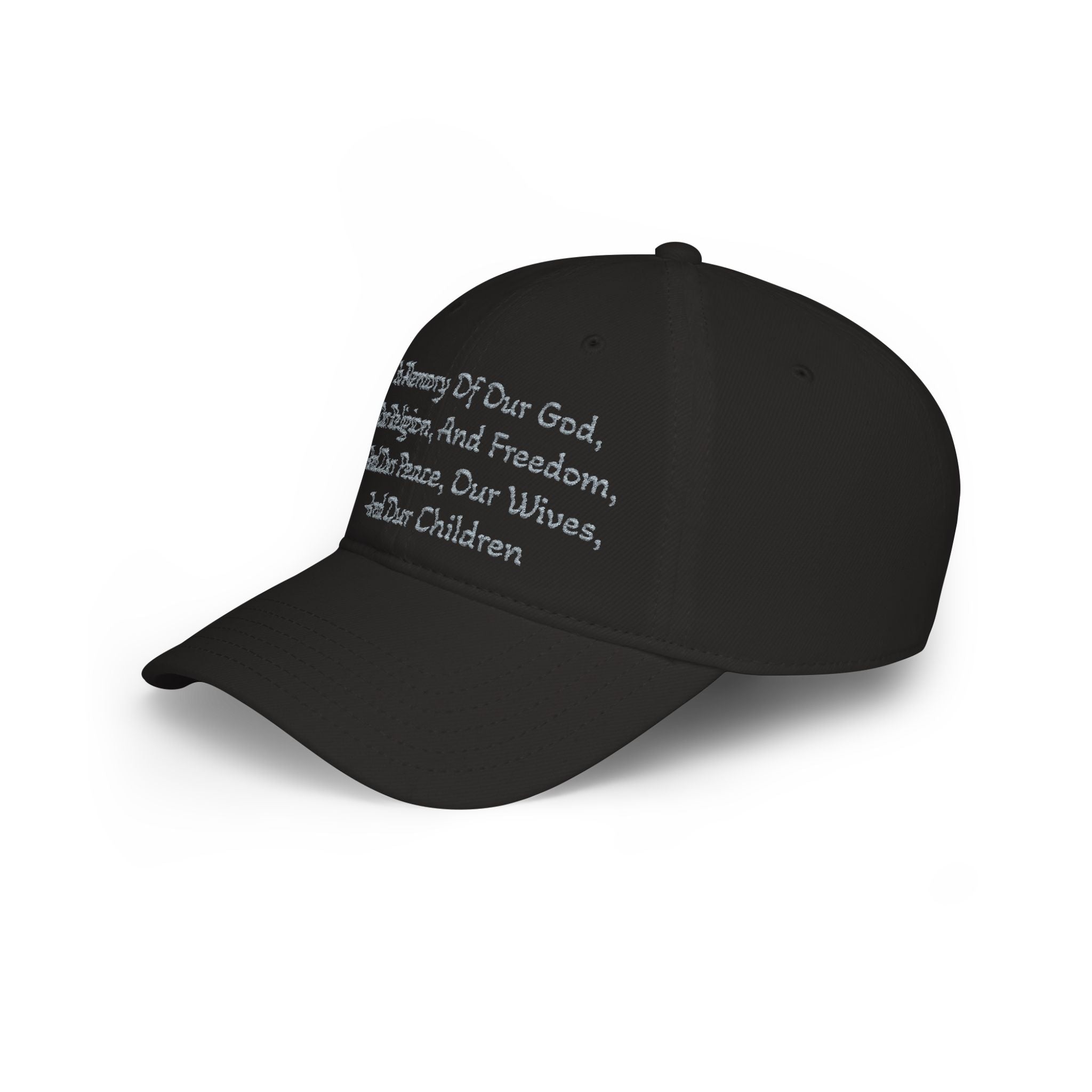 Embroidered Memorial Baseball Cap — "In Memory Of Our God, Our Religion, And Freedom..."