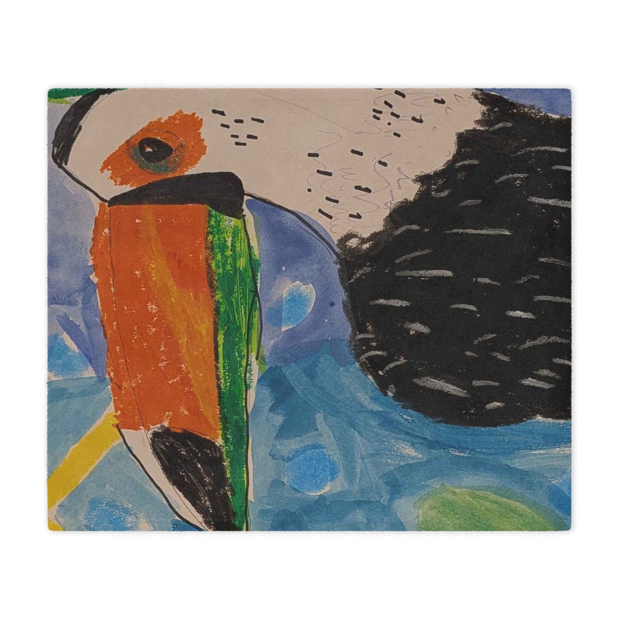 Toucan Art Minky Blanket — Colorful Tropical Bird Throw for Kids & Nature Lovers