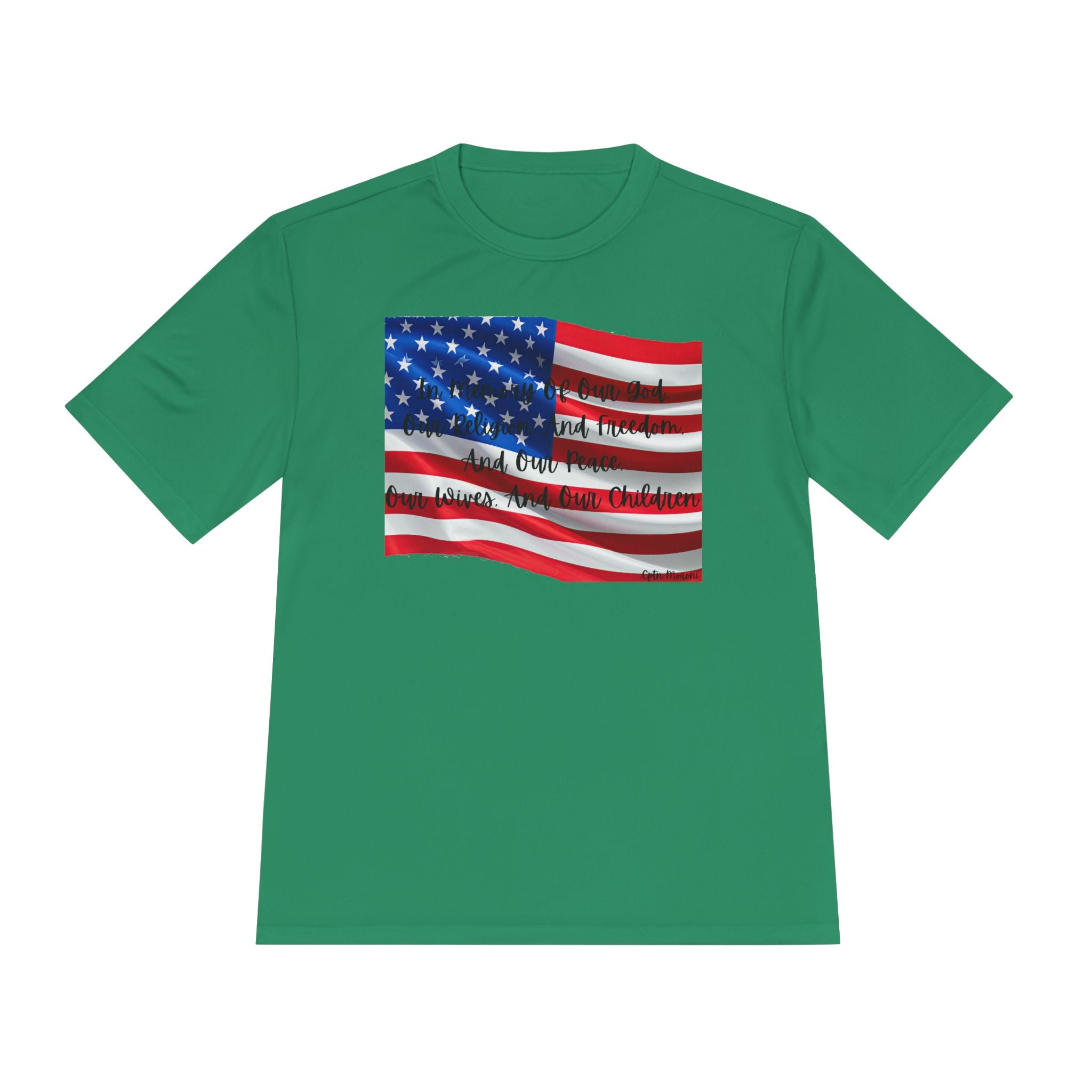 American Flag Title of Liberty Graphic Tee — Patriotic "Land of the Free" Moisture-Wicking Shirt