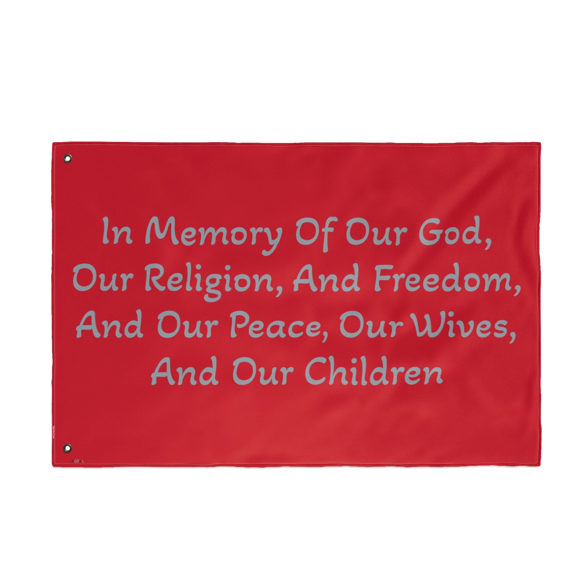 Copy of Title of Liberty Memorial Quote Flag — "In Memory Of Our God, Our Religion, And Freedom" Double-Sided Garden Flag
