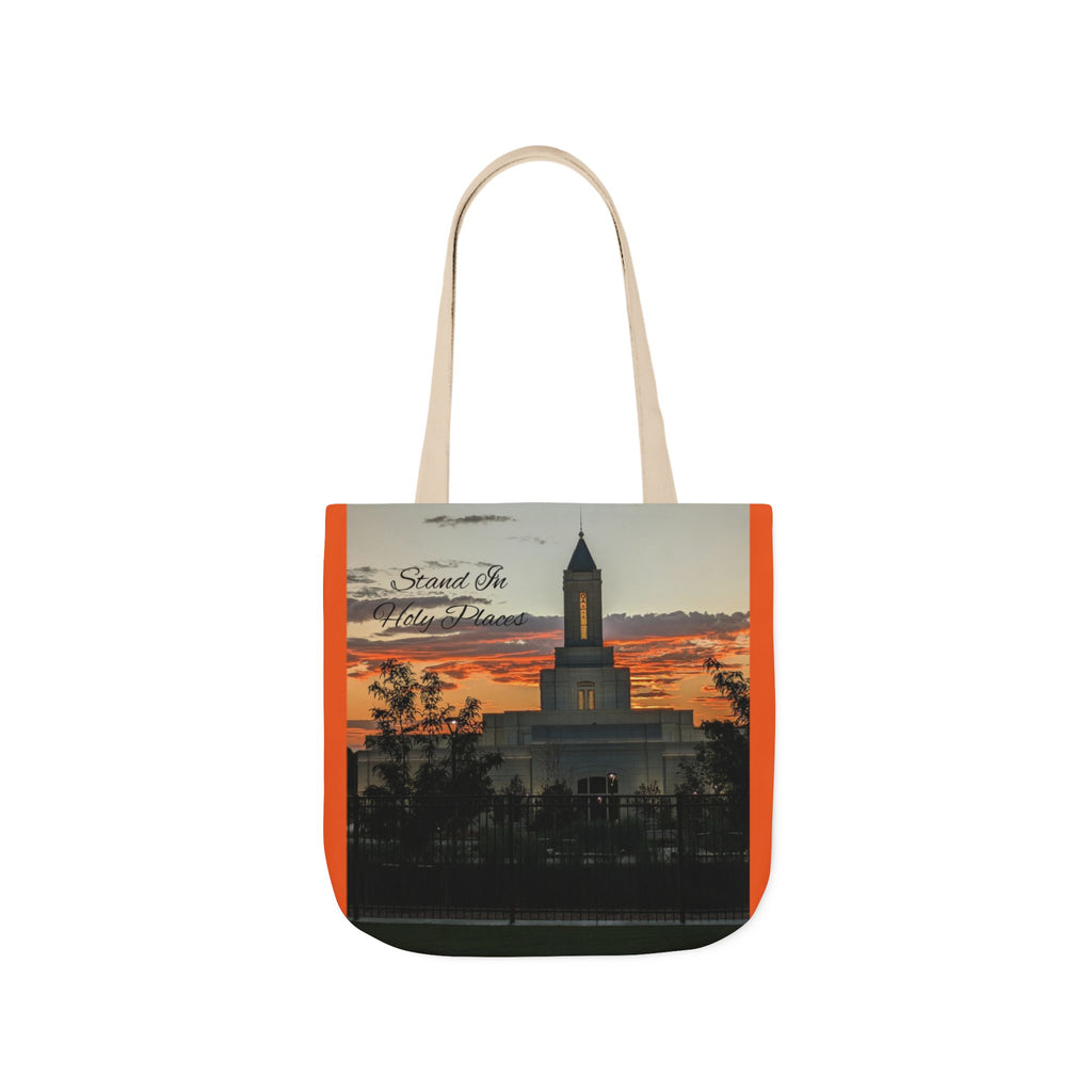Grand Junction, CO Temple Canvas Tote Bag — Scenic Photo Print with Orange Accent Straps