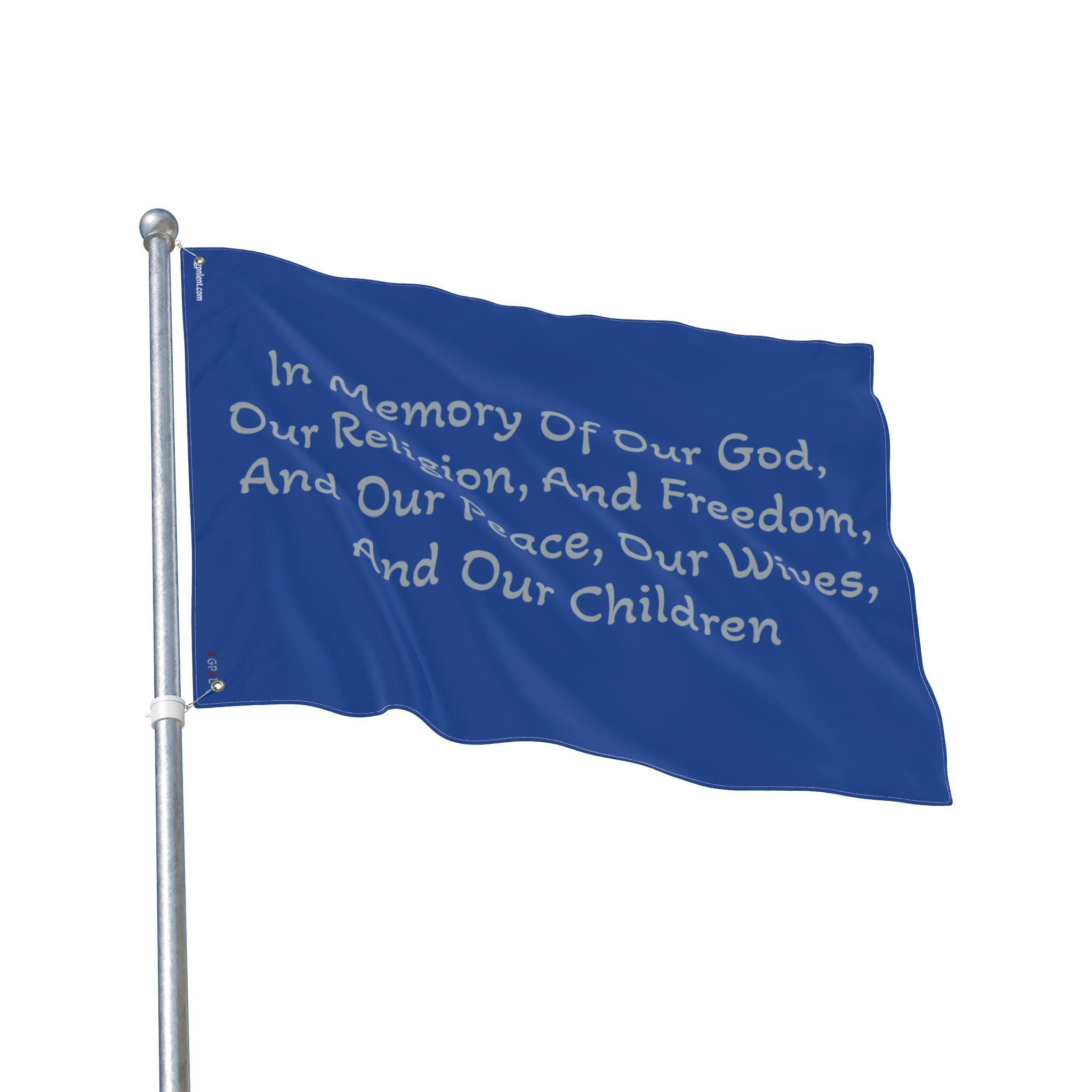 Title of Liberty Memorial Quote Flag — "In Memory Of Our God, Our Religion, And Freedom" Double-Sided Garden Flag