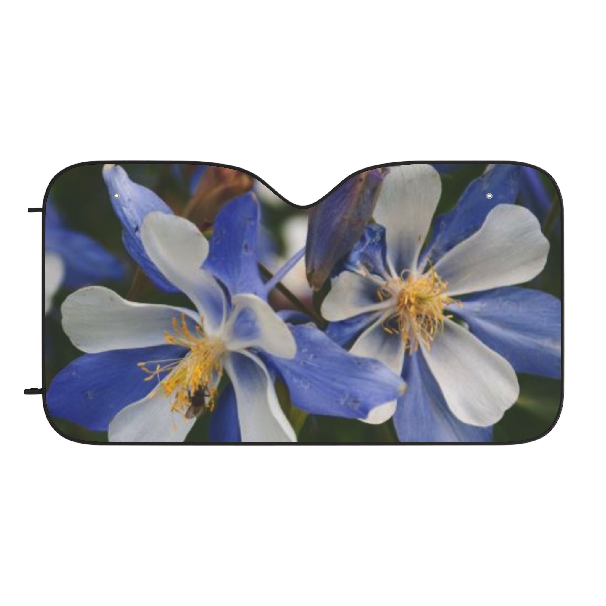 Floral Columbine Car Sun Shade — Blue Wildflower Windshield Protector