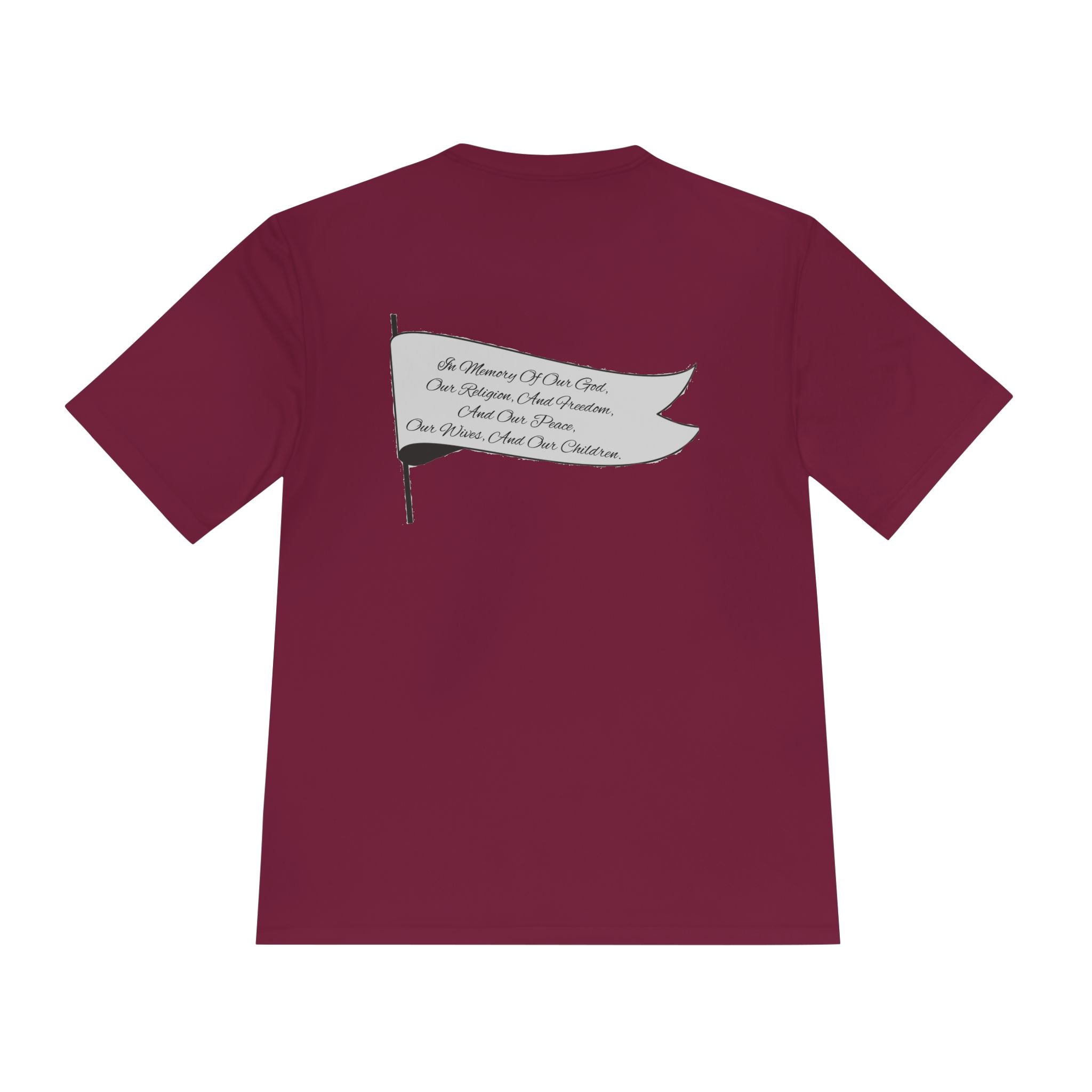 4GPnL "Title of Liberty" Flag Graphic Moisture-Wicking Tee — Inspirational Script Back Print