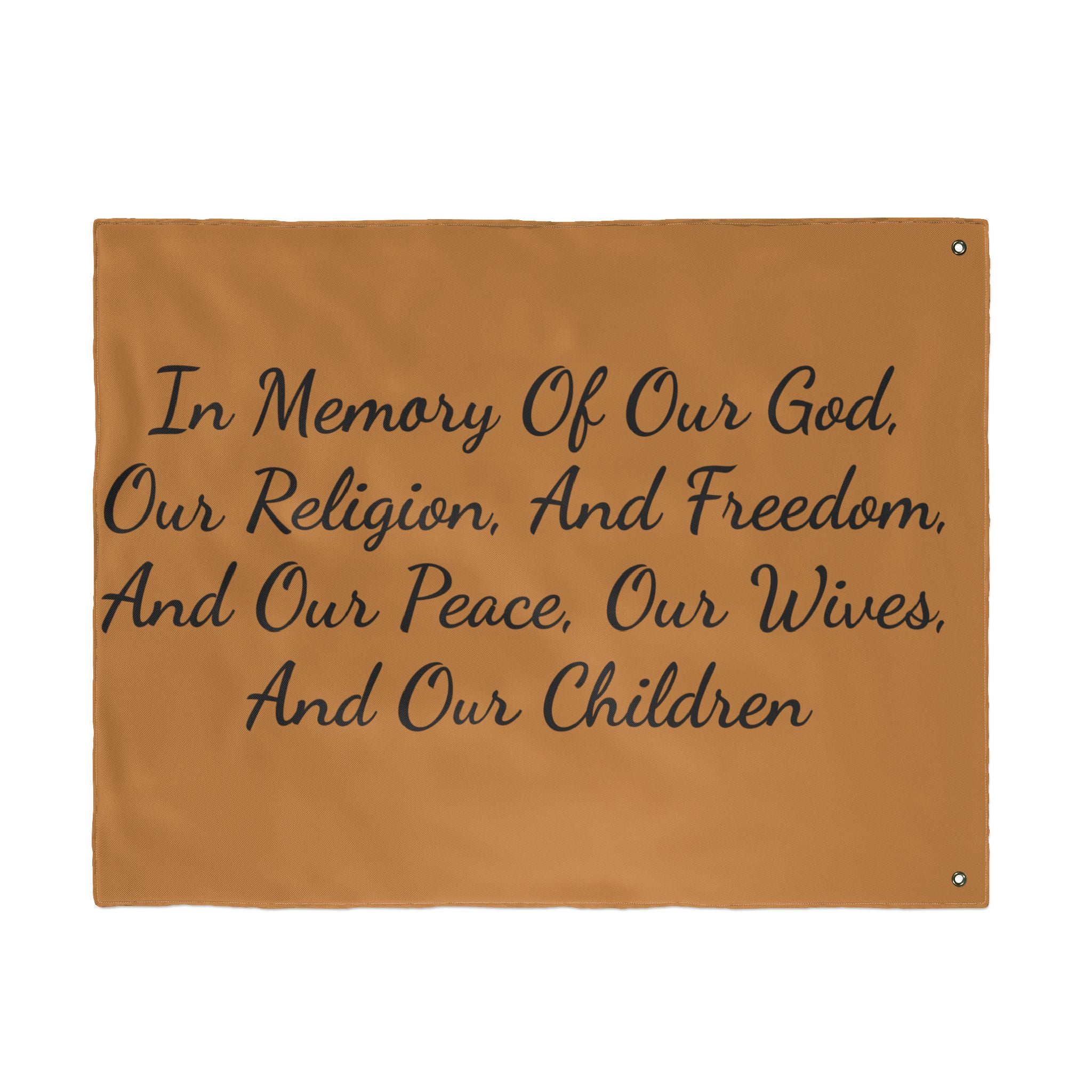 Title of Liberty Flag - "In Memory Of Our God, Our Religion, And Freedom" Double-Sided Garden Banner