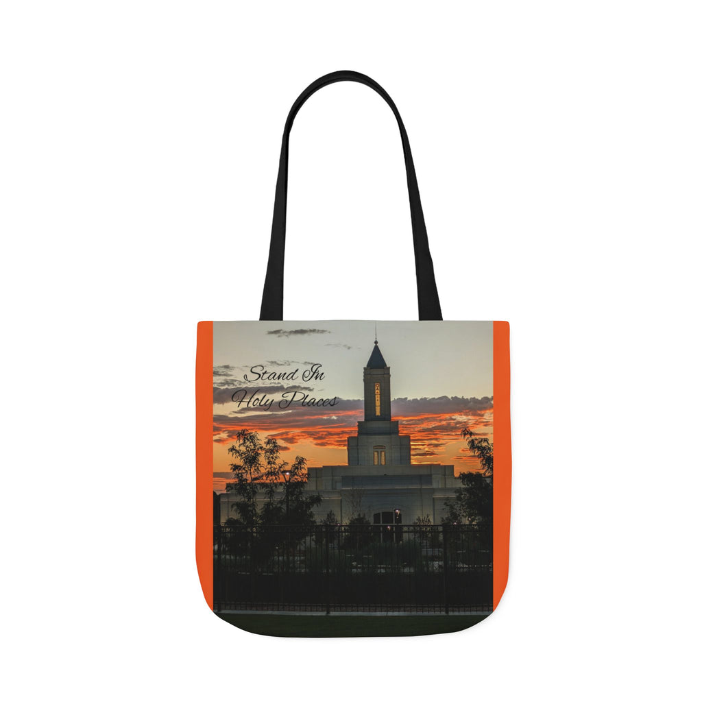 Grand Junction, CO Temple Canvas Tote Bag — Scenic Photo Print with Orange Accent Straps