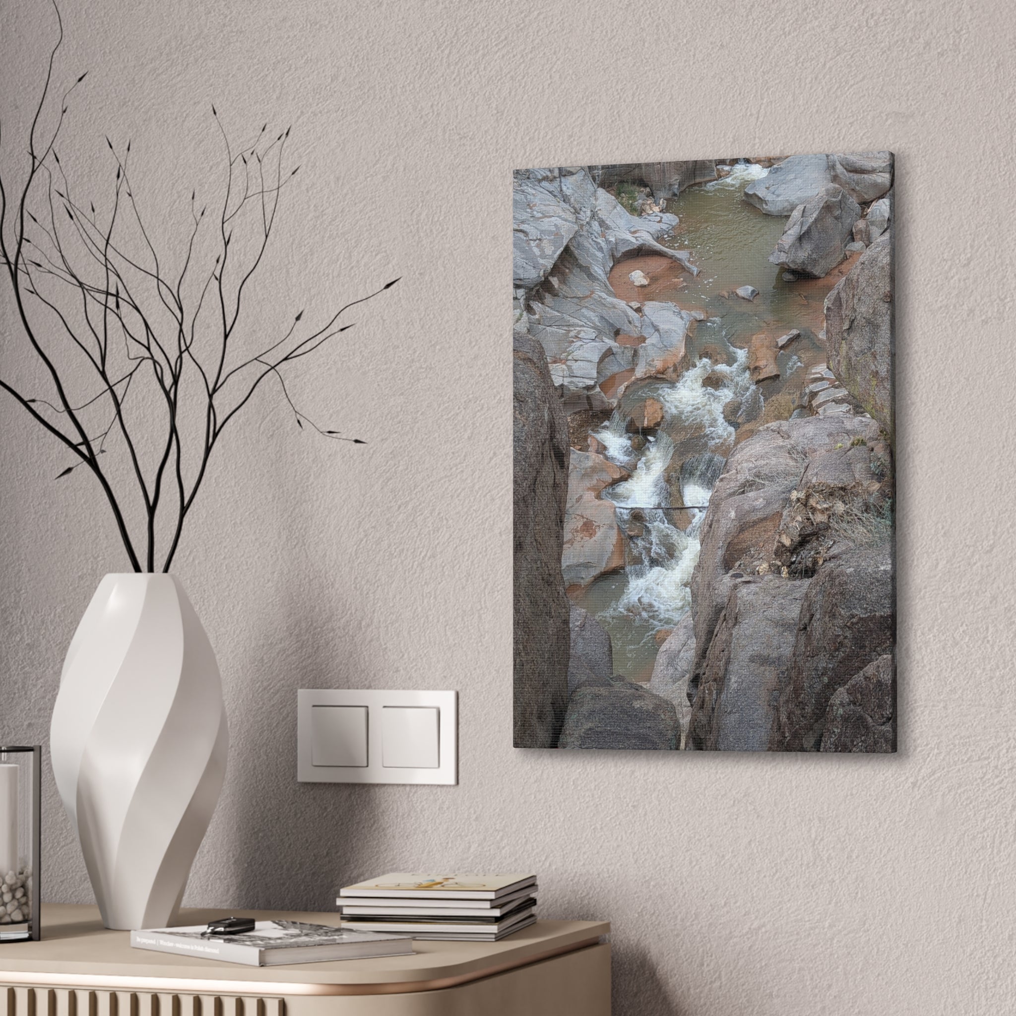 Gorge Rapids Canvas Print — Vertical River Canyon Wall Art